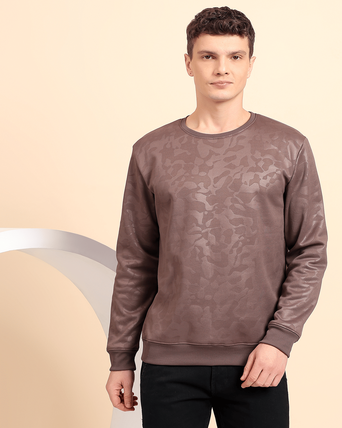     			Glito Fleece Round Neck Men's Sweatshirt - Brown ( Pack of 1 )