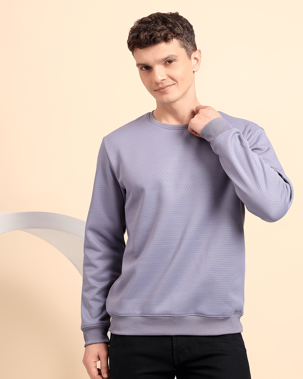     			Glito Fleece Round Neck Men's Sweatshirt - Purple ( Pack of 1 )