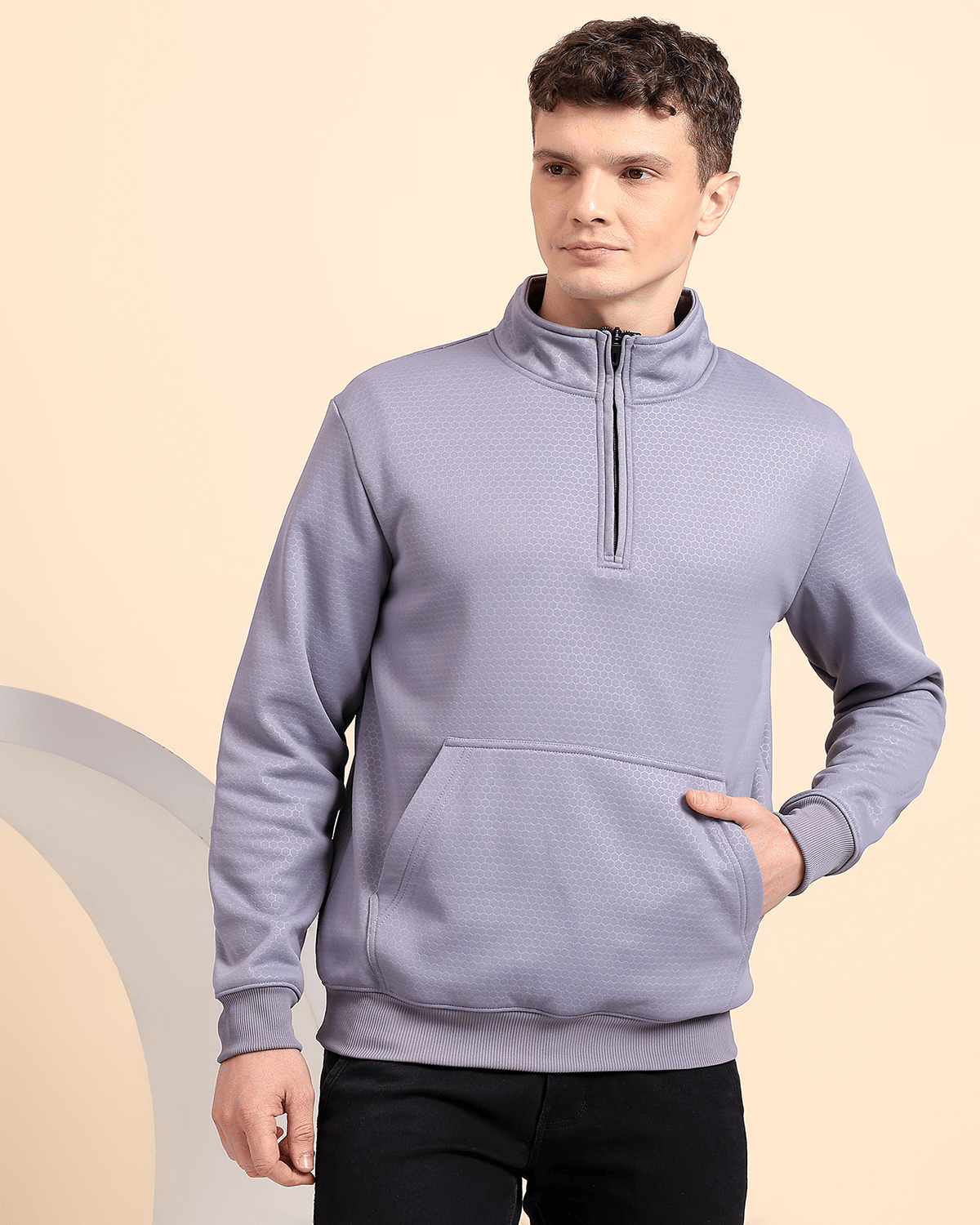    			Glito Fleece Turtle Neck Men's Sweatshirt - Purple ( Pack of 1 )