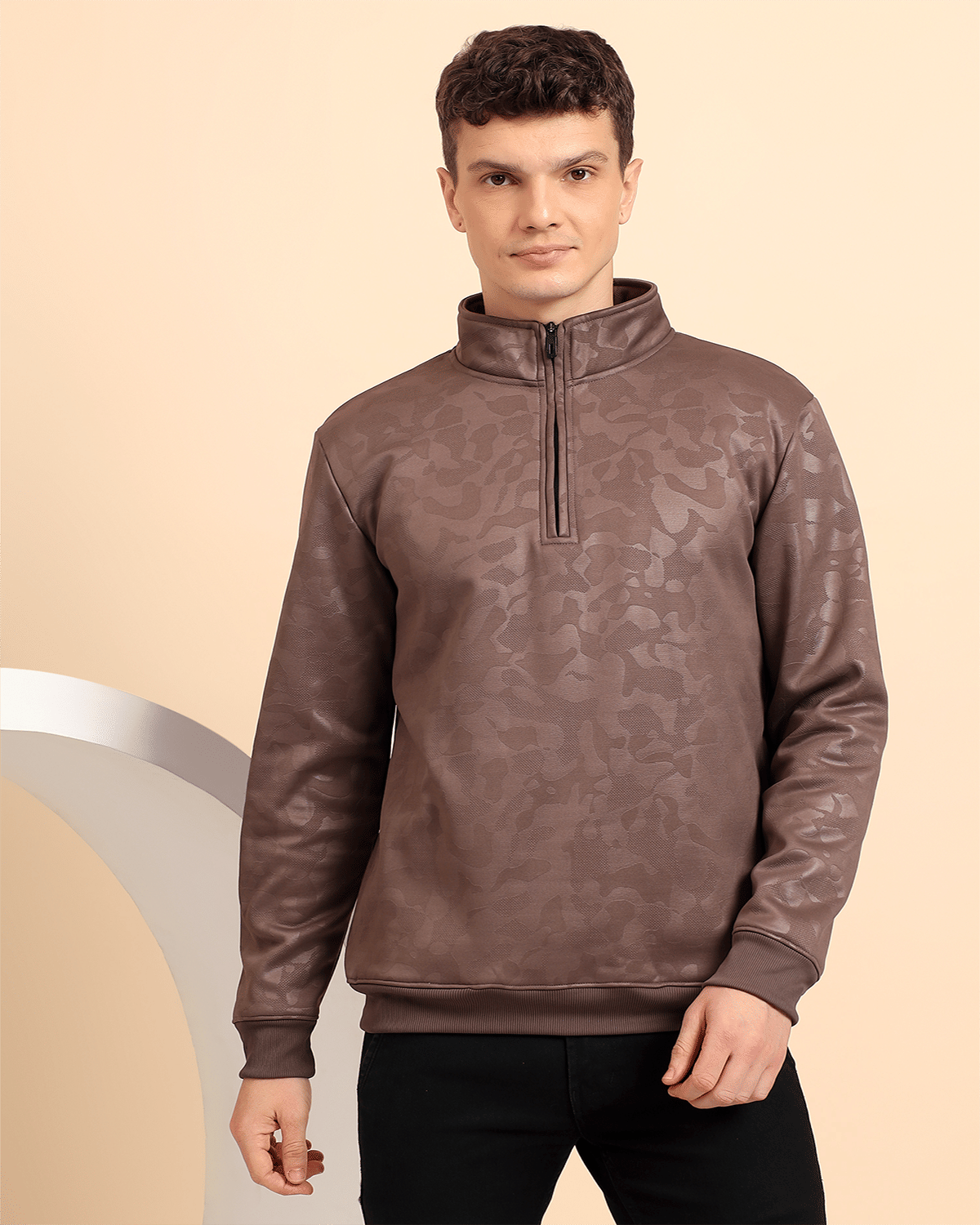     			Glito Fleece Turtle Neck Men's Sweatshirt - Brown ( Pack of 1 )