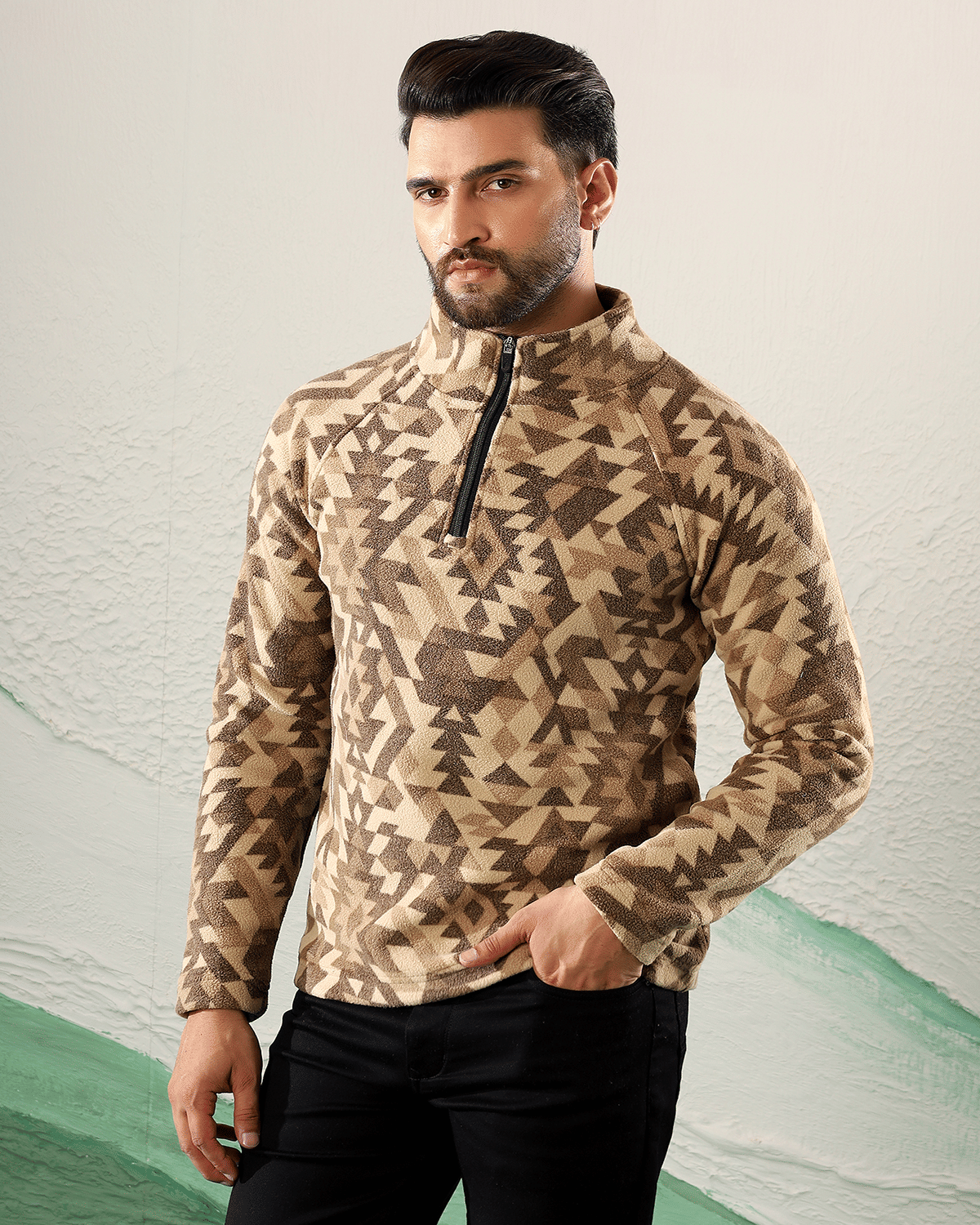    			Glito Fleece Turtle Neck Men's Sweatshirt - Brown ( Pack of 1 )