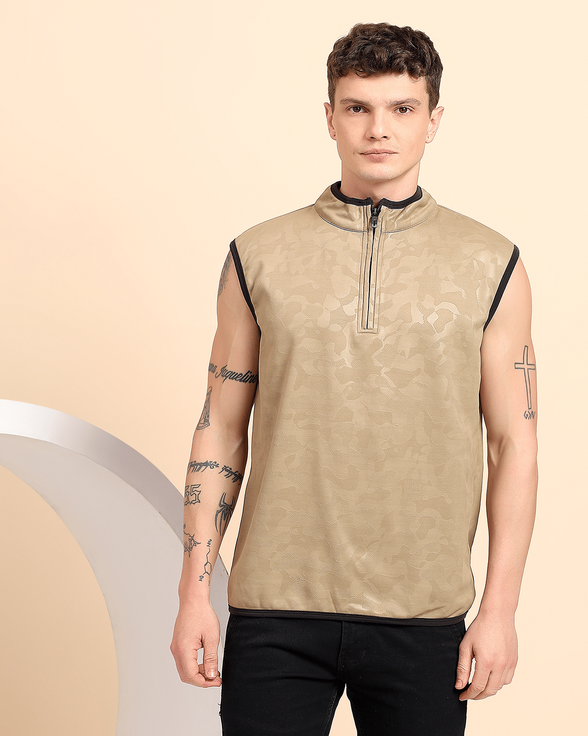     			Glito Fleece Turtle Neck Men's Sweatshirt - Beige ( Pack of 1 )