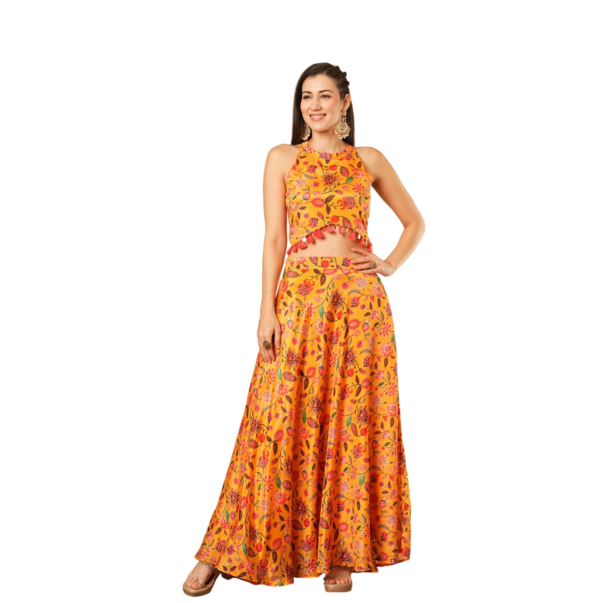     			Globus Women Polyester Flared Ready To Wear Lehenga Choli ( Yellow )