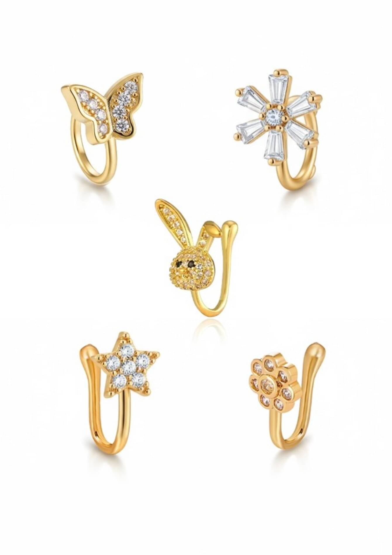     			Golden Sparkle Charm Clip Set – 5 Unique Designs