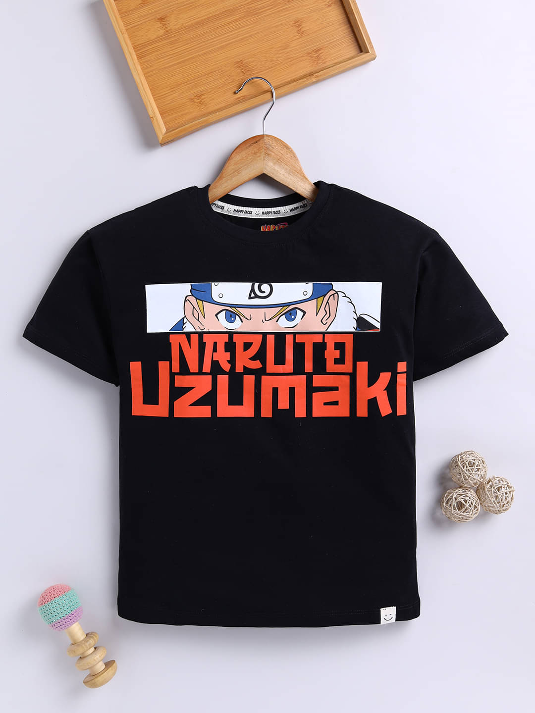     			HAPPY FACES Pack of 1 Boys Cotton T-Shirt ( Black )