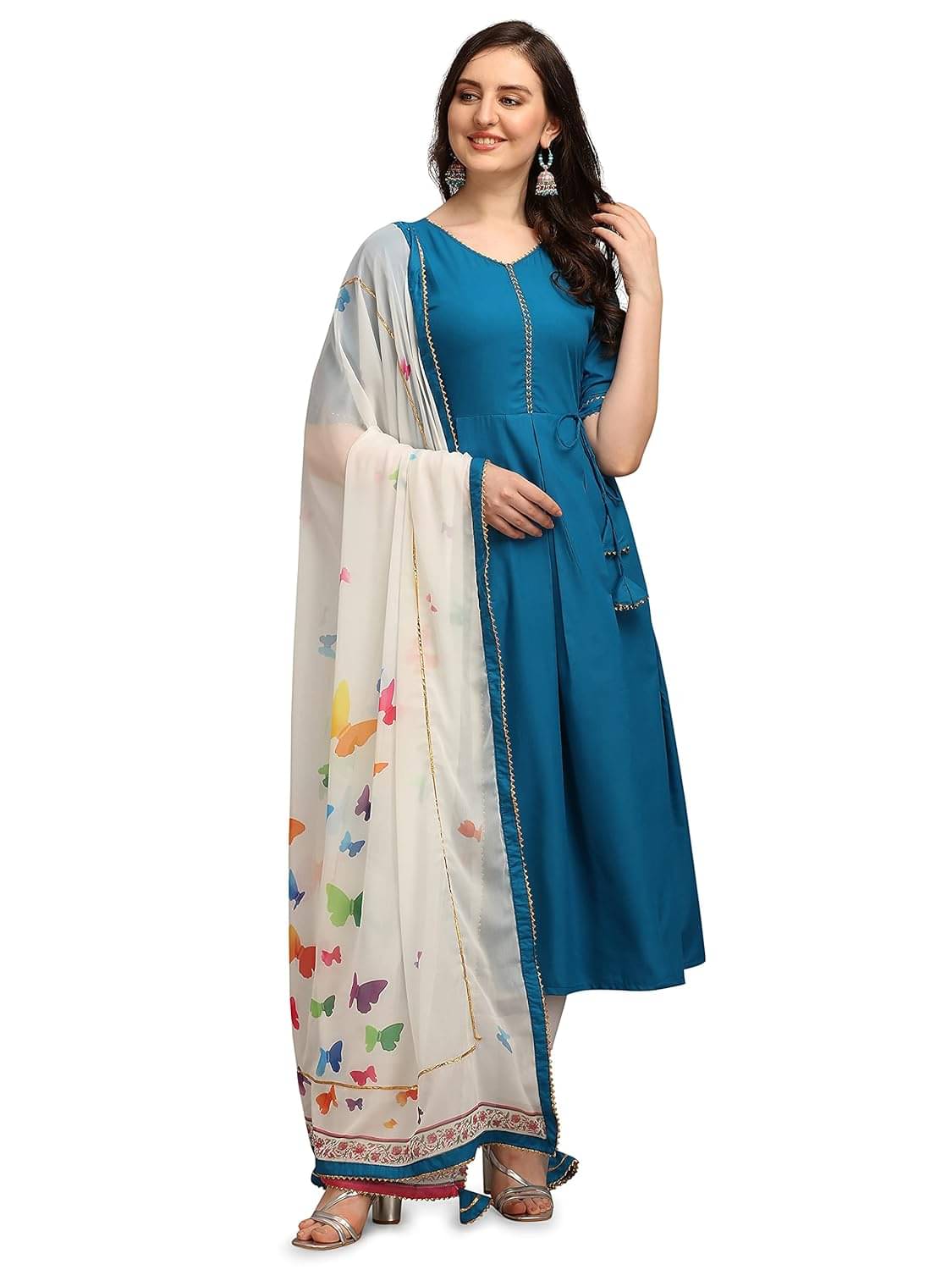     			HELWIN DESIGNER Women Georgette Anarkali Stitched Ethnic Gown ( Blue )