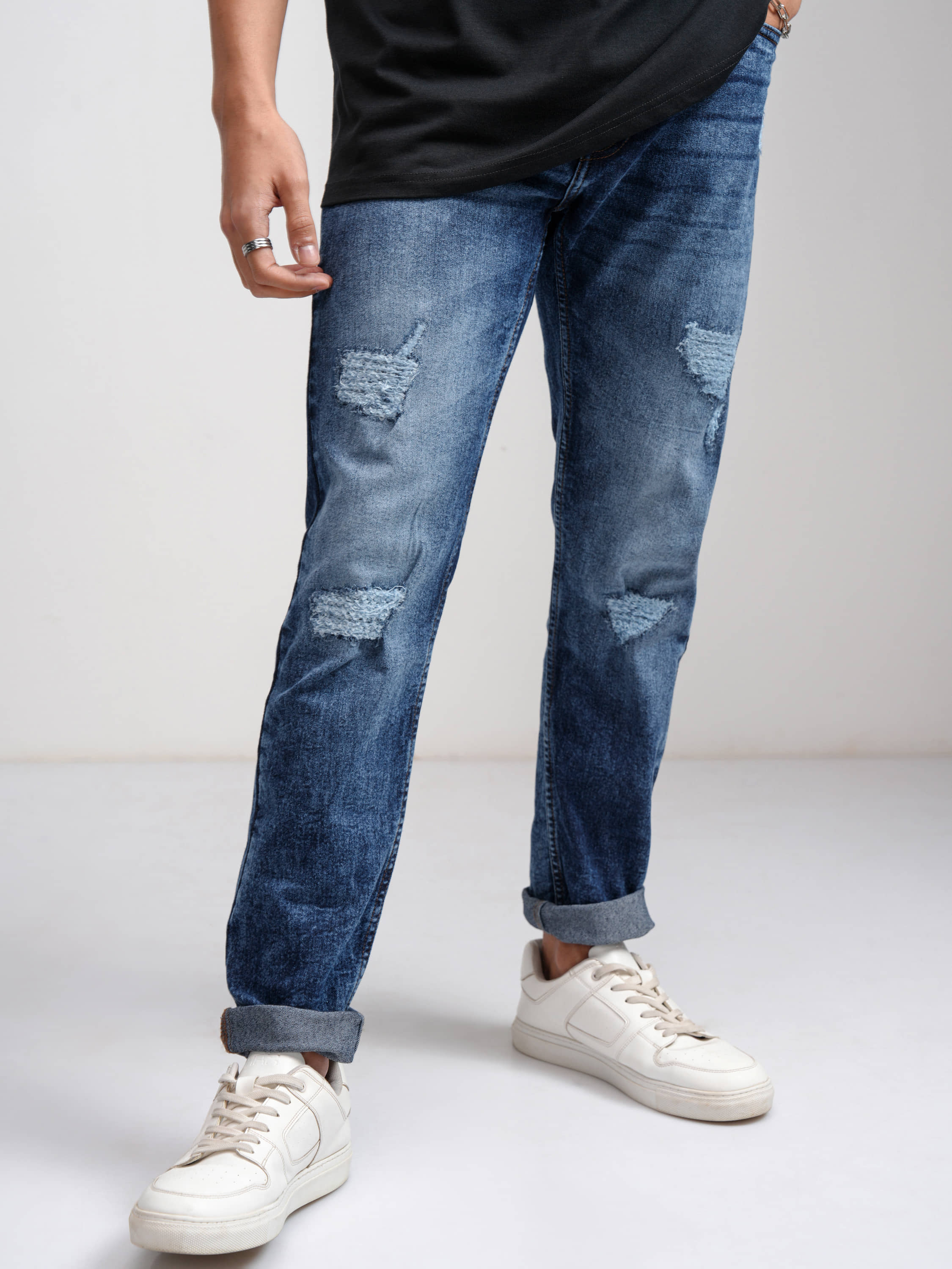 Highlander Slim Fit Distressed Men's Jeans - Light Blue ( Pack of 1 ) - Jeans | Buy online on ZillyBuy