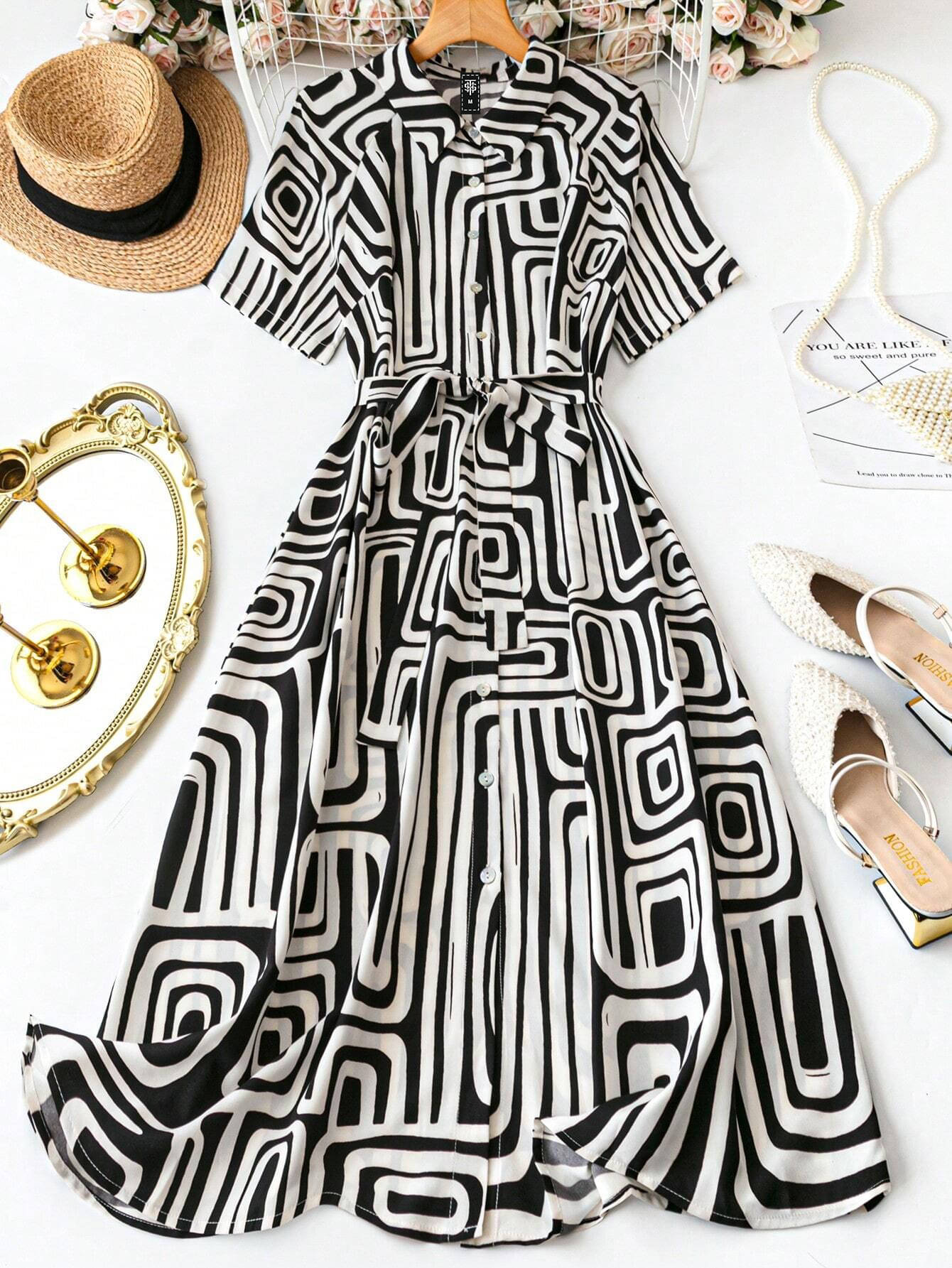 Honky Tonky Women Polyester Printed Fit & Flare Dress ( Black )     			Honky Tonky Women Polyester Printed Fit & Flare Dress ( Black )