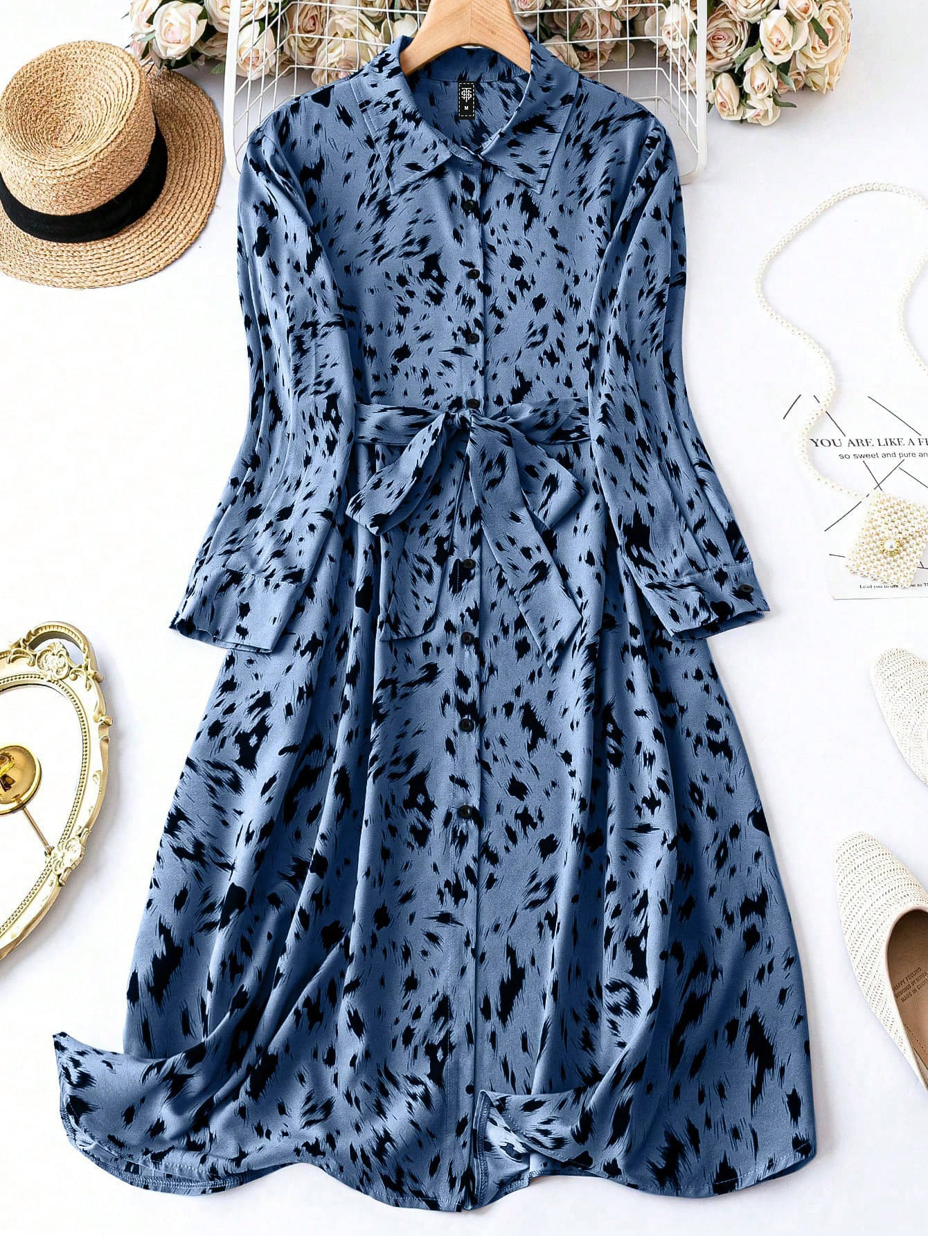Honky Tonky Women Polyester Printed Shirt Dress ( Blue ) Honky Tonky Women Polyester Printed Shirt Dress ( Blue )