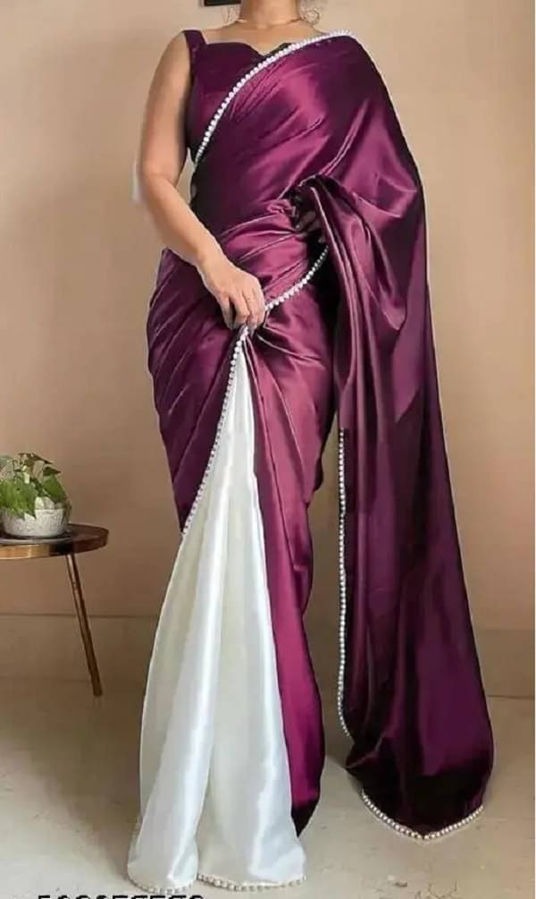     			JENIL FASHAION Satin Printed Uppada saree With Unstitched Blouse Piece ( Wine )