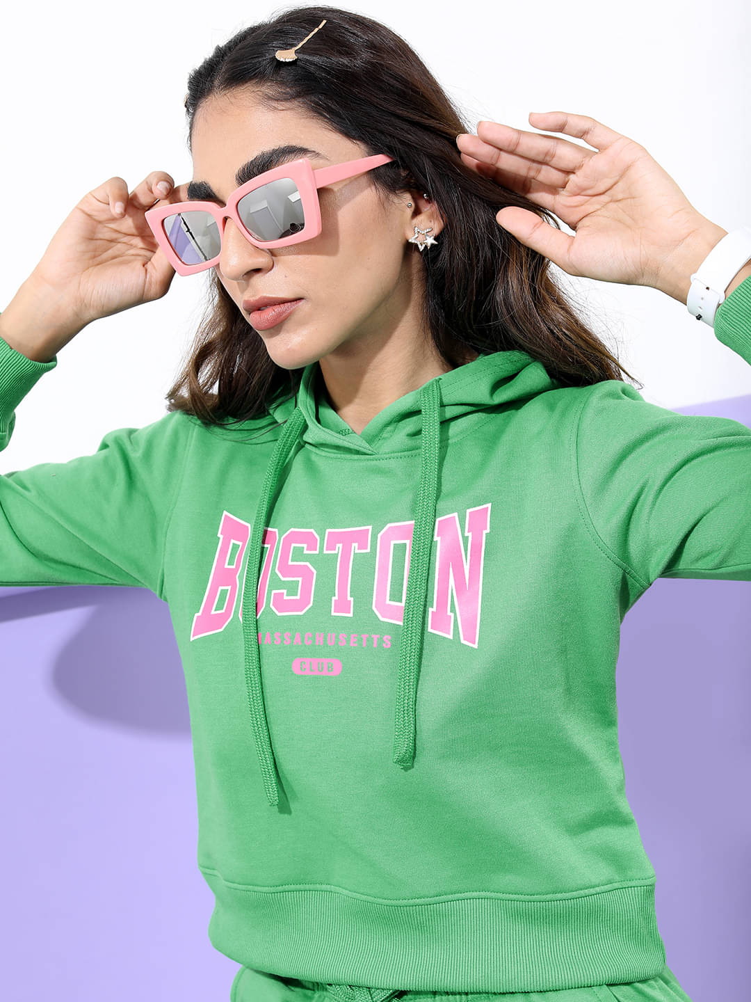 Ketch Women Polyester Hooded Sweatshirt ( Green )     			Ketch Women Polyester Hooded Sweatshirt ( Green )