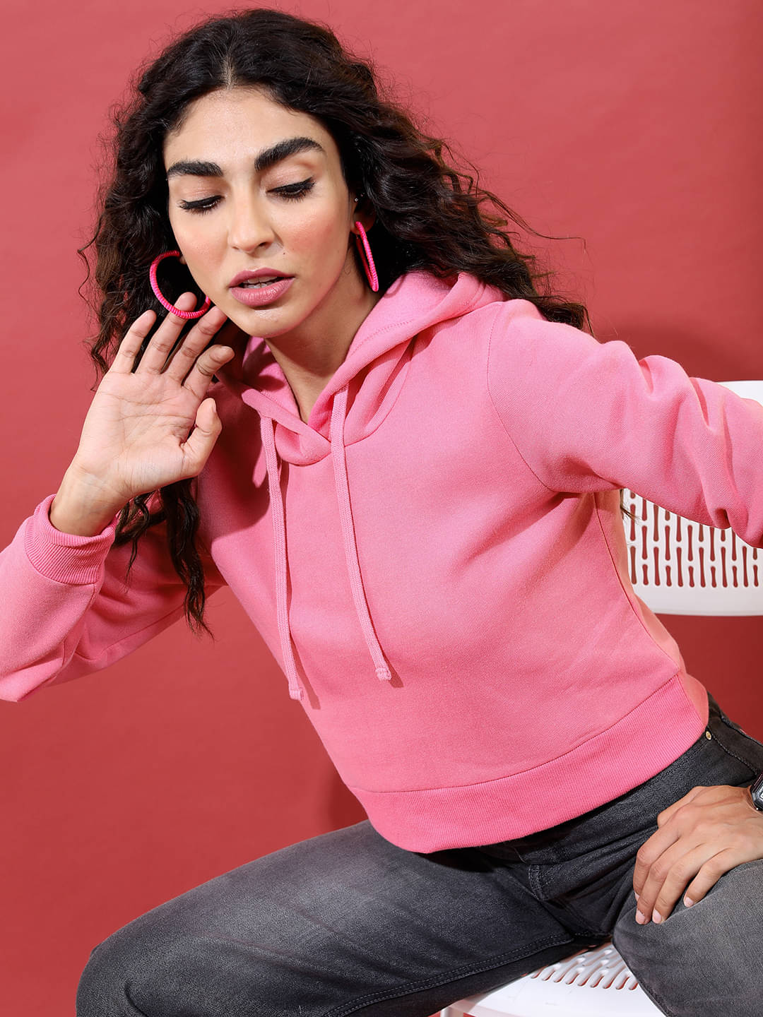 Ketch Women Polyester Hooded Sweatshirt ( Pink ) Ketch Women Polyester Hooded Sweatshirt ( Pink )