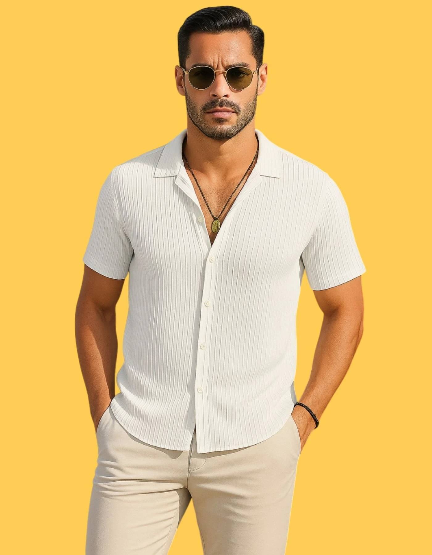 Kintu Parantu Polyester Regular Fit Solids Half Sleeves Men's Casual Shirt - White ( Pack of 1 )     			Kintu Parantu Polyester Regular Fit Solids Half Sleeves Men's Casual Shirt - White ( Pack of 1 )