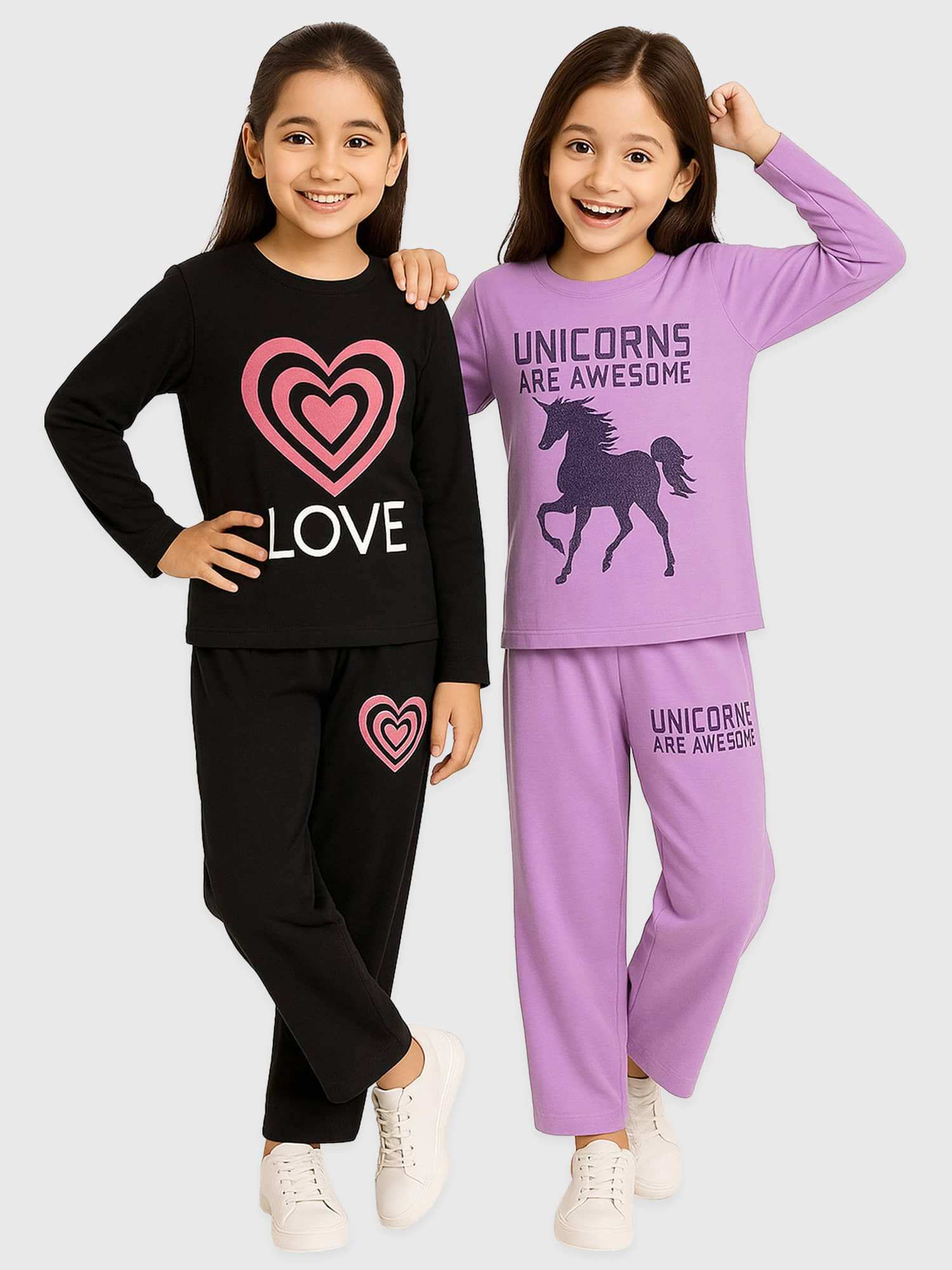 Kuchipoo Pack of 2 Girls Cotton Blend T-shirt & Trackpants ( Multicolor 2 )