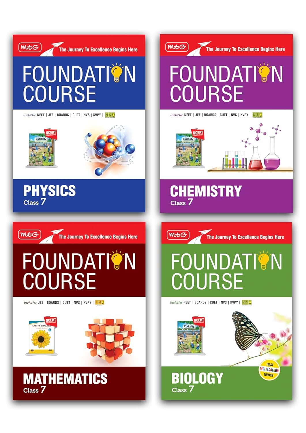 MTG Foundation Course Class 7 Physics, Chemistry, Mathematics & Biology Book (Set of 4 Books) For IIT JEE, NEET, NSO Olympiad, CUET, NVS, KVPY & Board