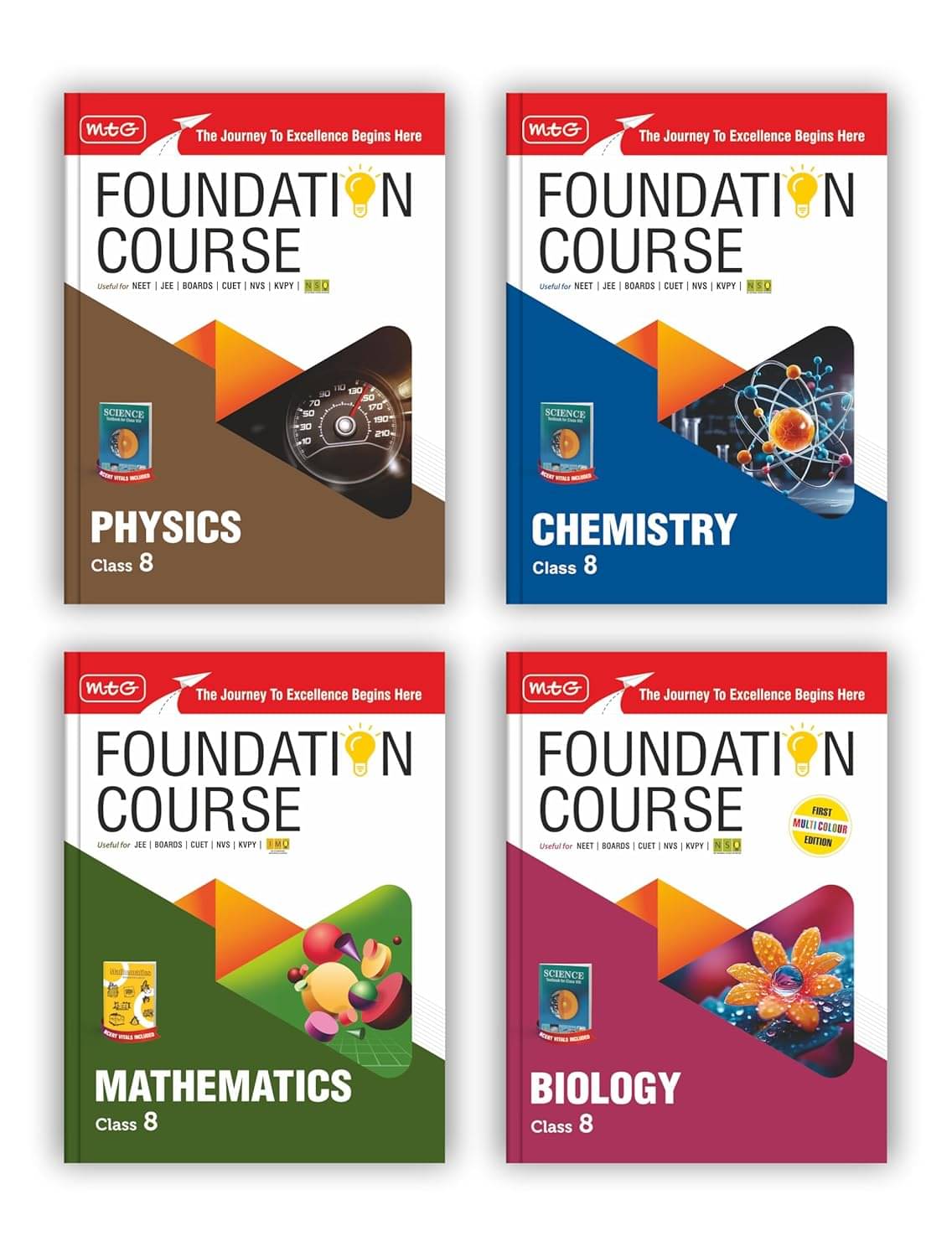     			MTG Foundation Course Class 8 Physics, Chemistry, Mathematics & Biology Book (Edition 2025) (Set of 4 Books) For IIT JEE, NEET, NSO Olympiad, CUET, NV