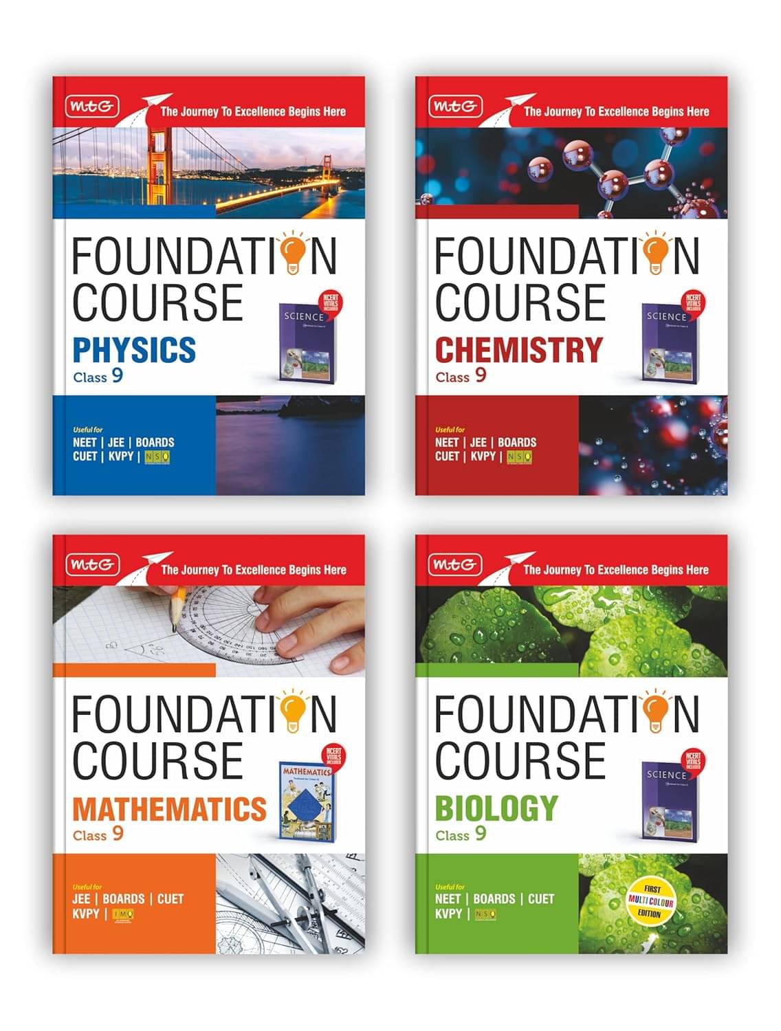     			MTG Foundation Course Class 9 Physics, Chemistry, Mathematics & Biology Book (Edition 2025) (Set of 4 Books) For IIT JEE, NEET, NSO Olympiad, CUET, KV