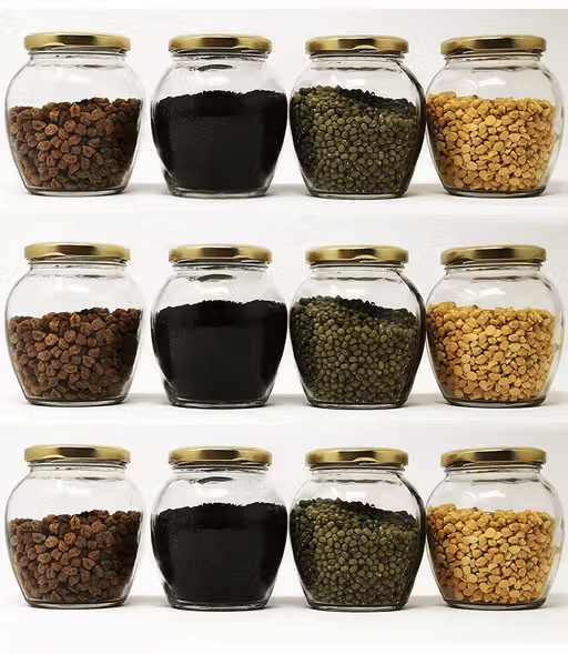     			Mahant mini oil mill Glass Golden Yellow Food Container ( Set of 12 )
