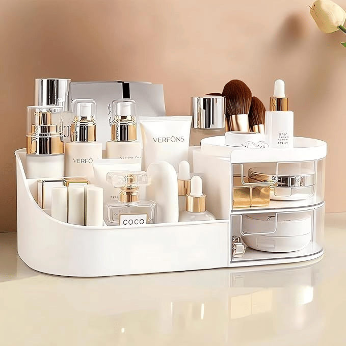 Make Up, Cosmetic, Skincare Organiser For Women(Pack of 1, White) Make Up, Cosmetic, Skincare Organiser For Women(Pack of 1, White)