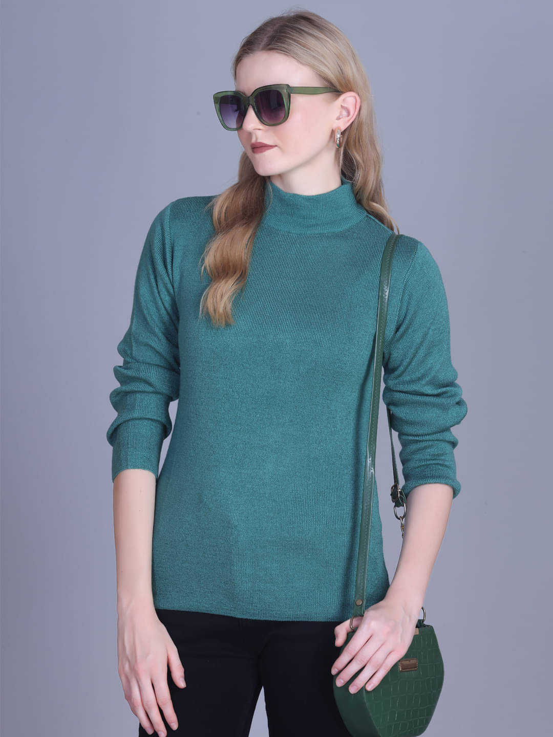     			OBAAN Acrylic High Neck Women's Pullovers - Green ( Pack of 1 )