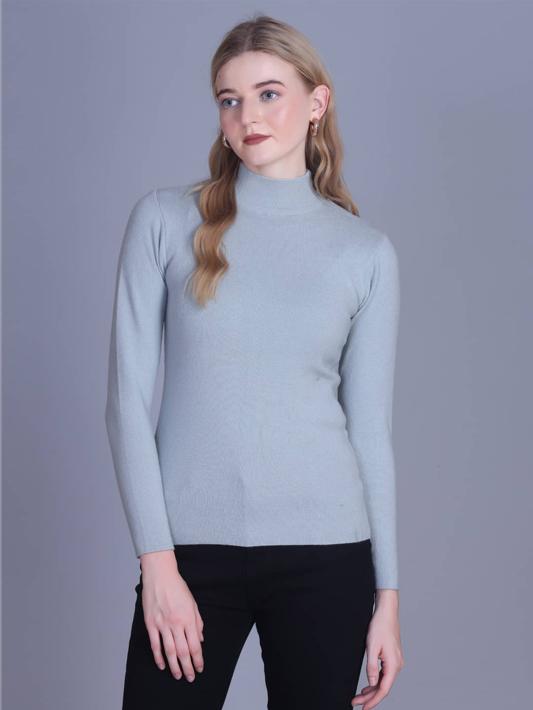     			OBAAN Acrylic High Neck Women's Pullovers - Blue ( Pack of 1 )