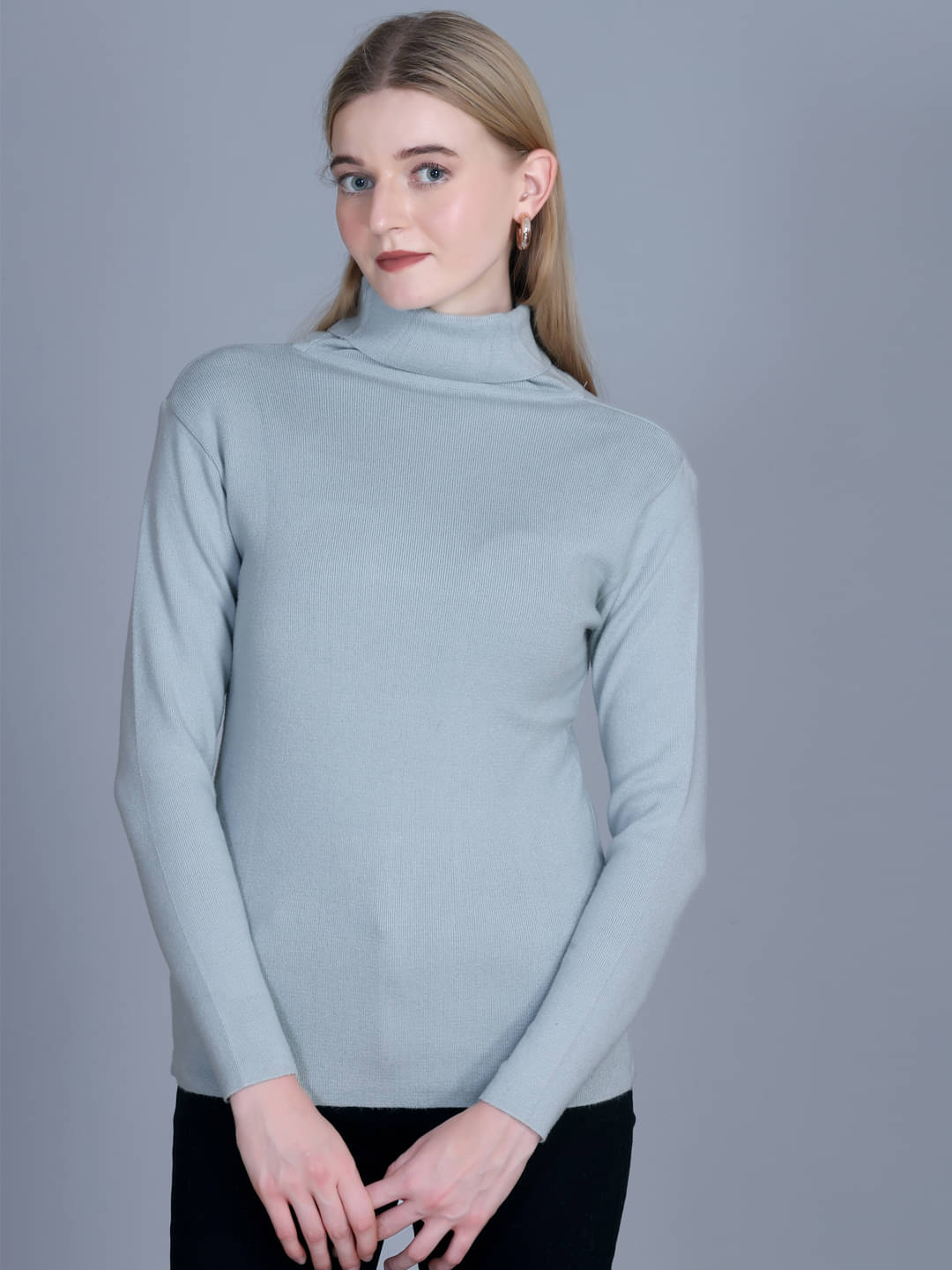     			OBAAN Acrylic High Neck Women's Pullovers - Blue ( Pack of 1 )