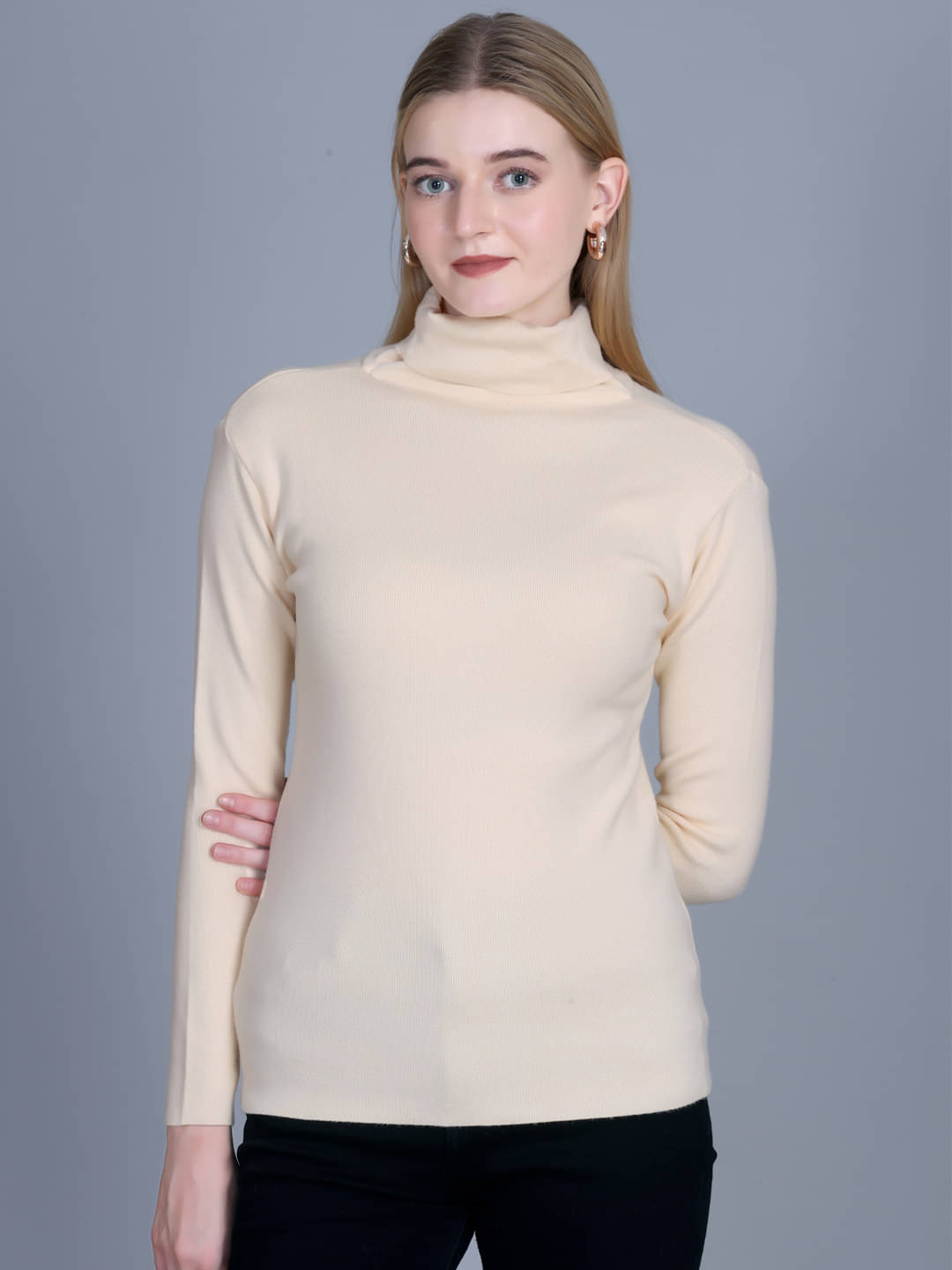     			OBAAN Acrylic High Neck Women's Pullovers - Off White ( Pack of 1 )