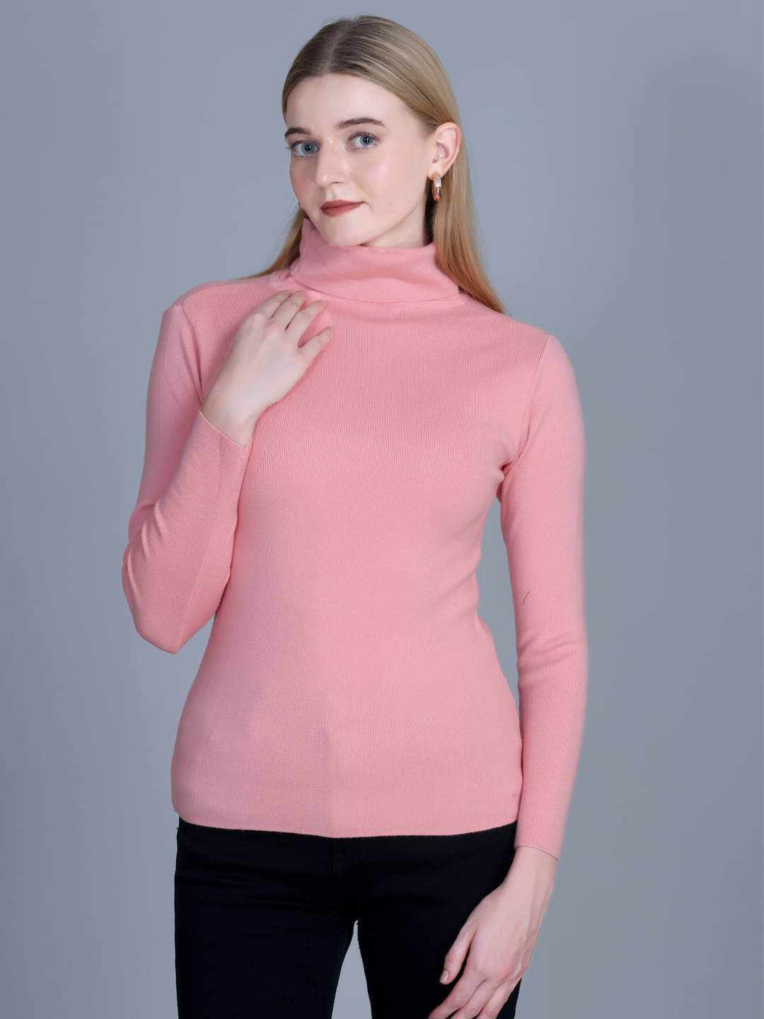     			OBAAN Acrylic High Neck Women's Pullovers - Pink ( Pack of 1 )