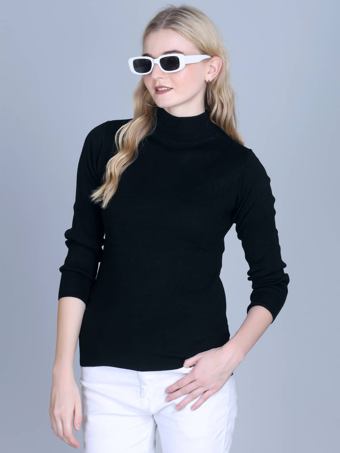     			OBAAN Acrylic High Neck Women's Pullovers - Black ( Pack of 1 )