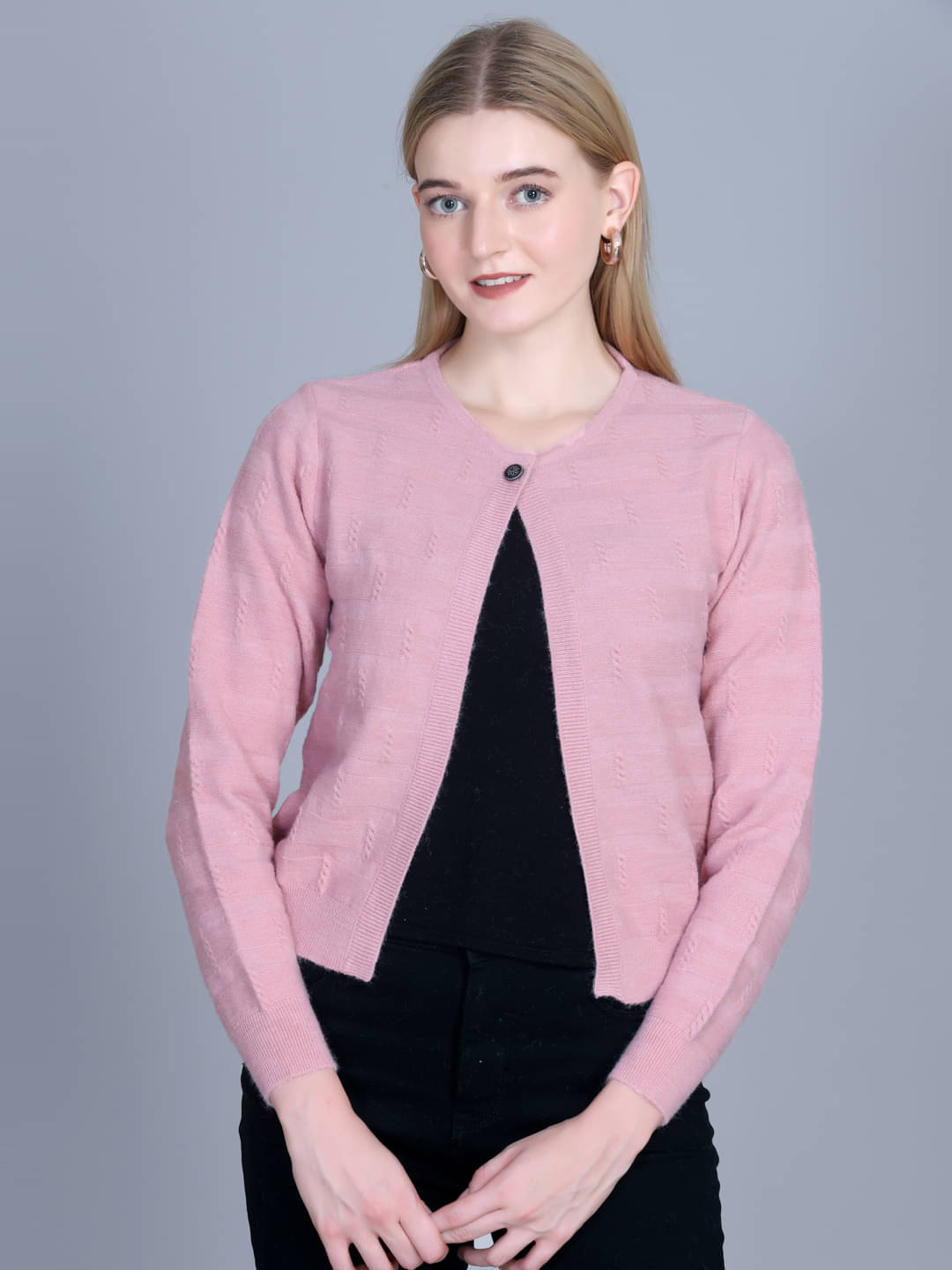     			OBAAN Acrylic V Neck Women's Buttoned Cardigans - Pink ( Pack of 1 )