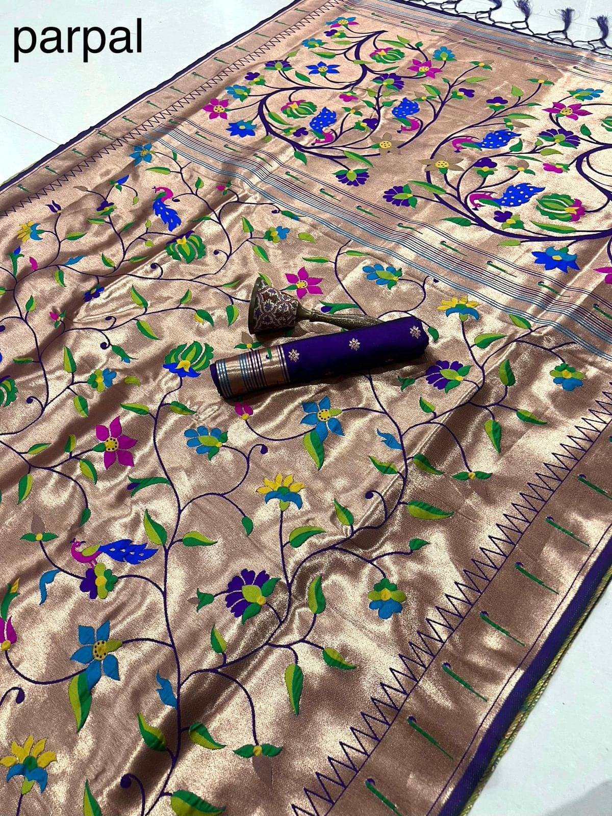     			PANZORA Silk Solid Regular Saree Without Blouse Piece ( Purple )