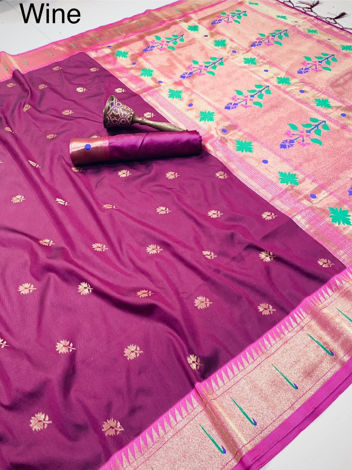     			PANZORA Silk Solid Regular Saree Without Blouse Piece ( Purple )