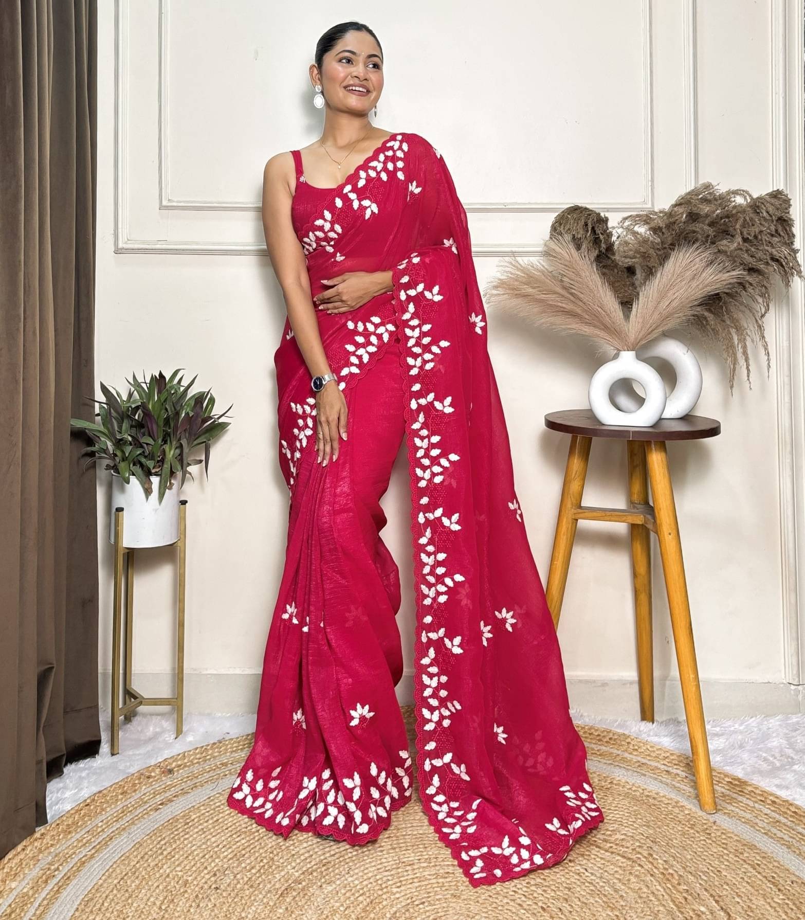     			PANZORA Silk Solid Regular Saree Without Blouse Piece ( Magenta )