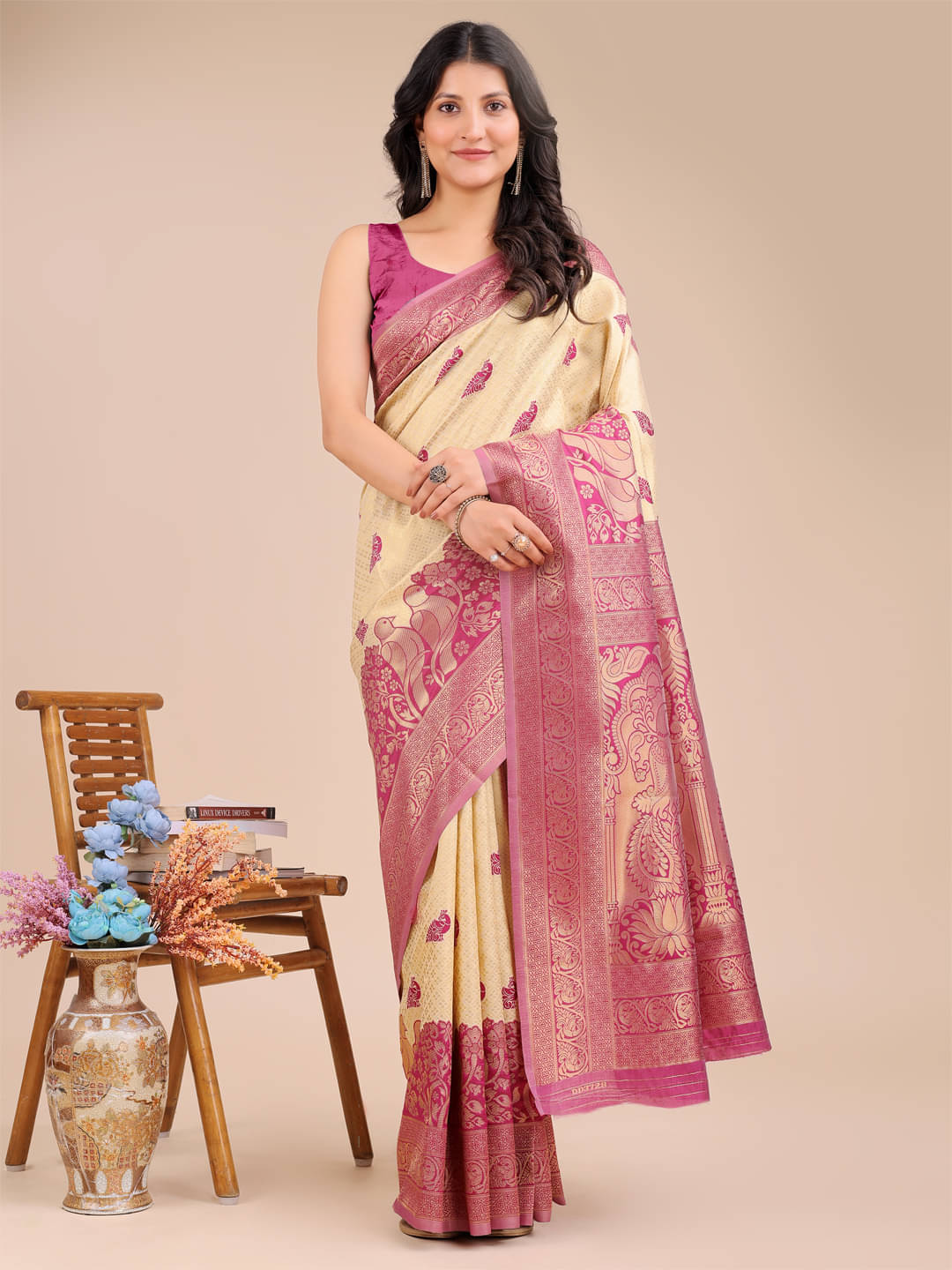 PANZORA Silk Solid Regular Saree Without Blouse Piece ( Pink )     			PANZORA Silk Solid Regular Saree Without Blouse Piece ( Pink )