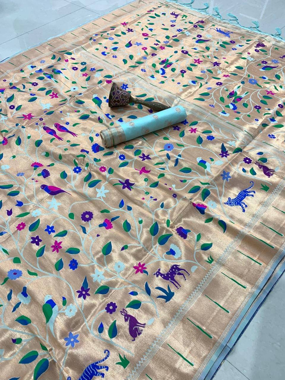     			PANZORA Silk Solid Regular Saree Without Blouse Piece ( Aqua Blue )
