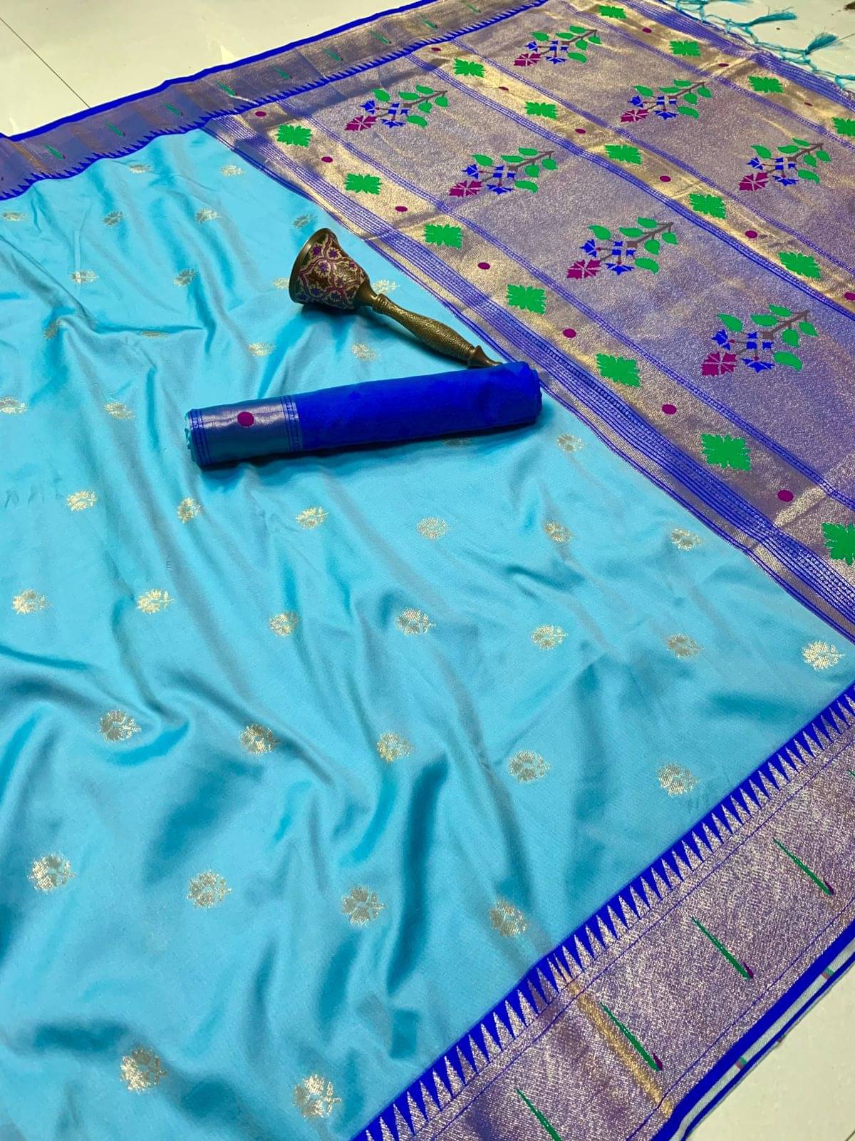     			PANZORA Silk Solid Regular Saree Without Blouse Piece ( Light Blue )