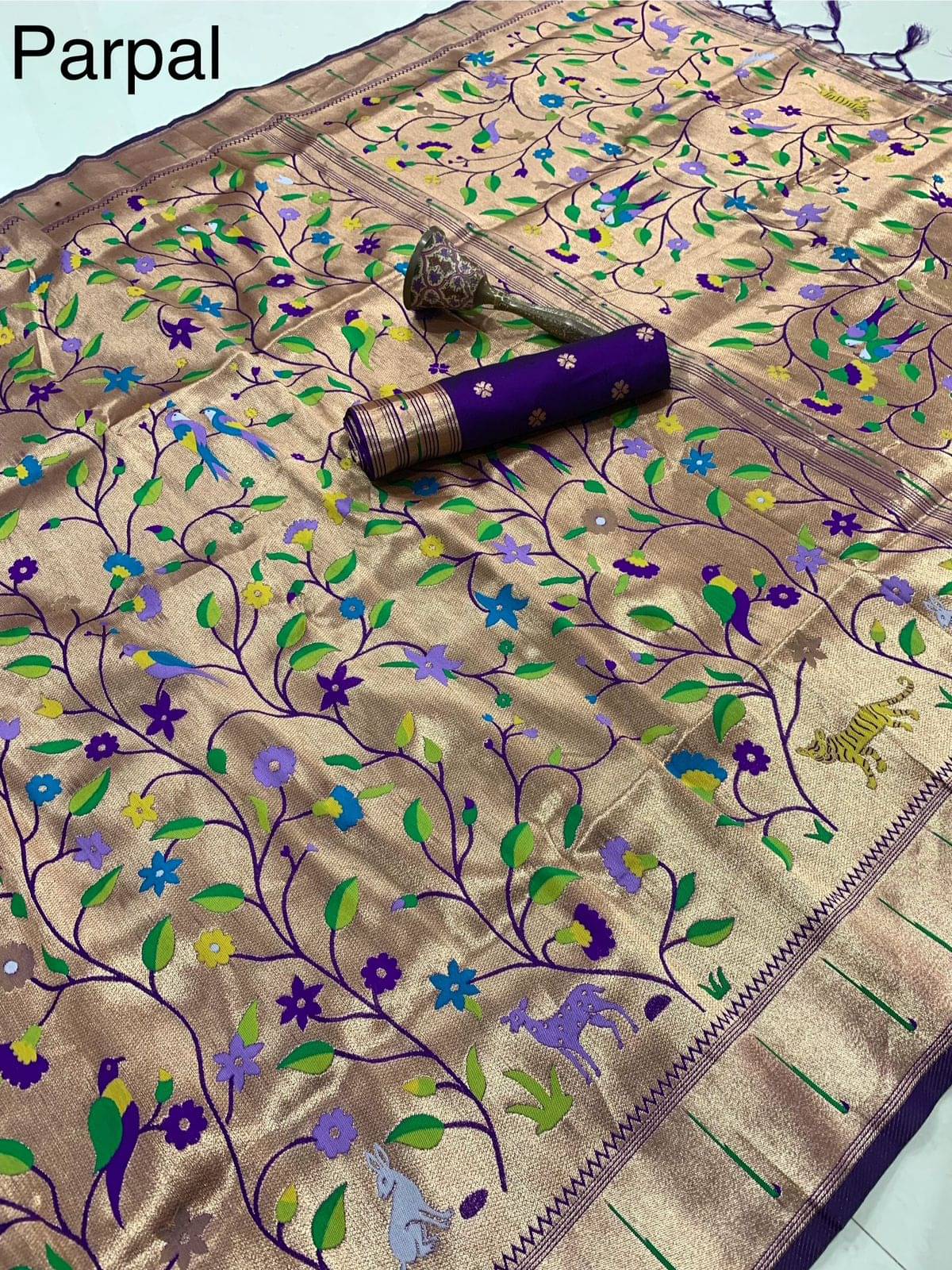 PANZORA Silk Solid Regular Saree Without Blouse Piece ( Purple ) PANZORA Silk Solid Regular Saree Without Blouse Piece ( Purple )