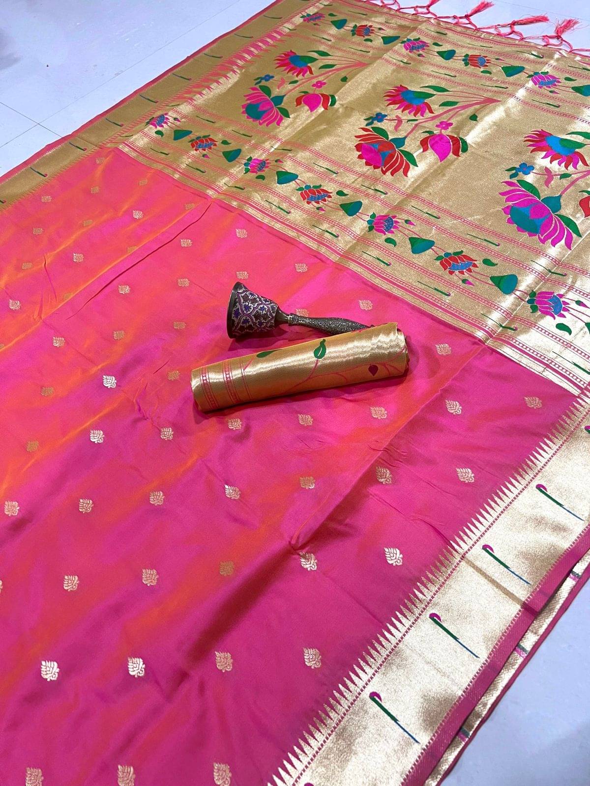    			PANZORA Silk Solid Regular Saree Without Blouse Piece ( Peach )