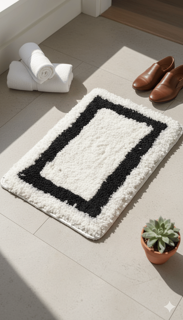 RUGSZONE Set of 1 Anti-skid Polycotton Door Mat ( 60 X 40 cm ) White RUGSZONE Set of 1 Anti-skid Polycotton Door Mat ( 60 X 40 cm ) White