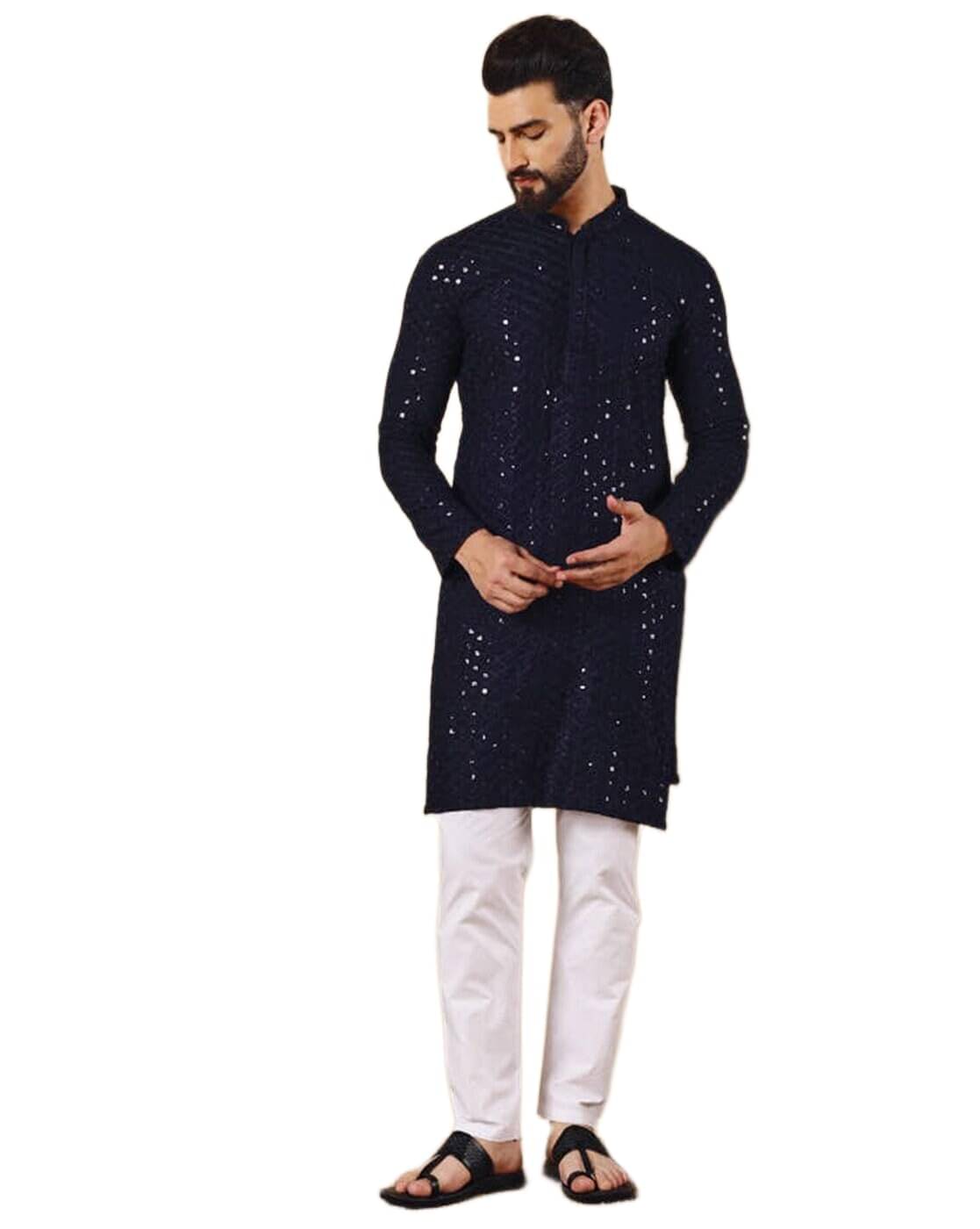 SQS Navy Blue Cotton Men's Regular Kurta ( Pack of 1 ) SQS Navy Blue Cotton Men's Regular Kurta ( Pack of 1 )