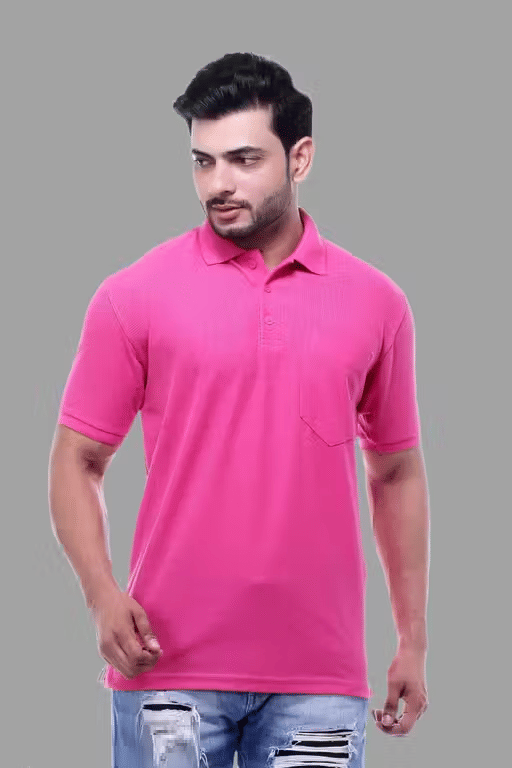     			Scuba Men Cotton Blend Regular Fit Solid Polo T Shirt ( Pink )