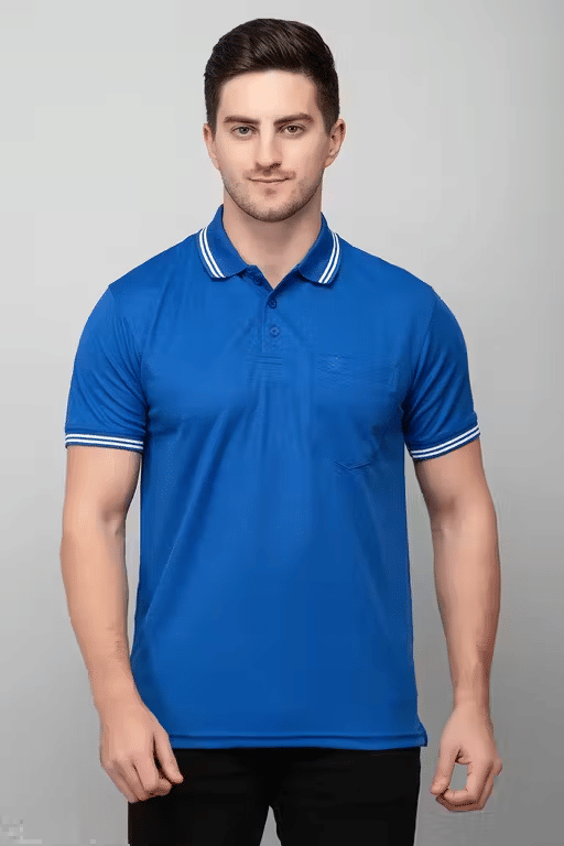 Scuba Men Cotton Blend Regular Fit Solid Polo T Shirt ( Blue ) Scuba Men Cotton Blend Regular Fit Solid Polo T Shirt ( Blue )