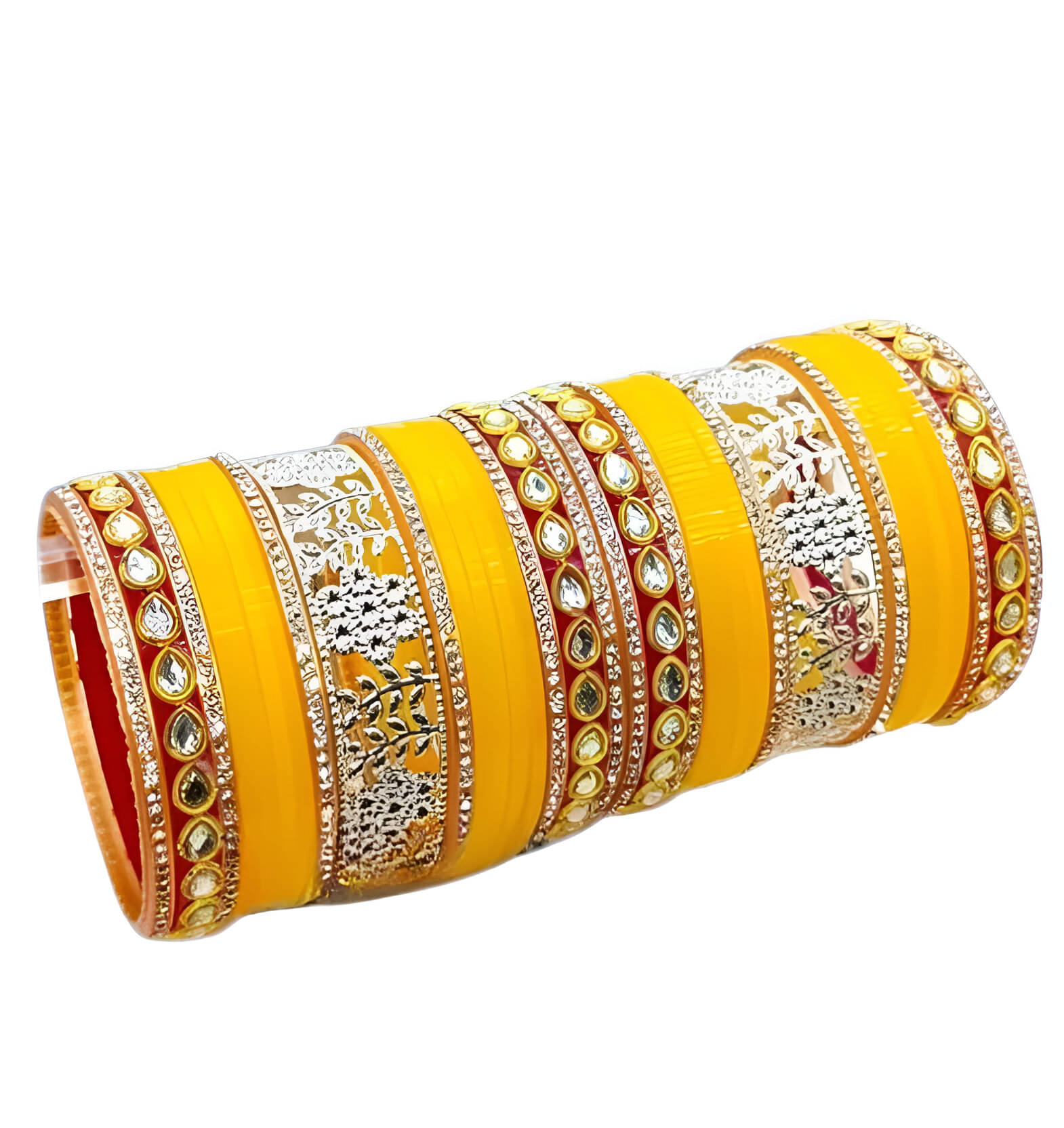    			Shiv Supplier Yellow Bangle ( Pack of 34 )