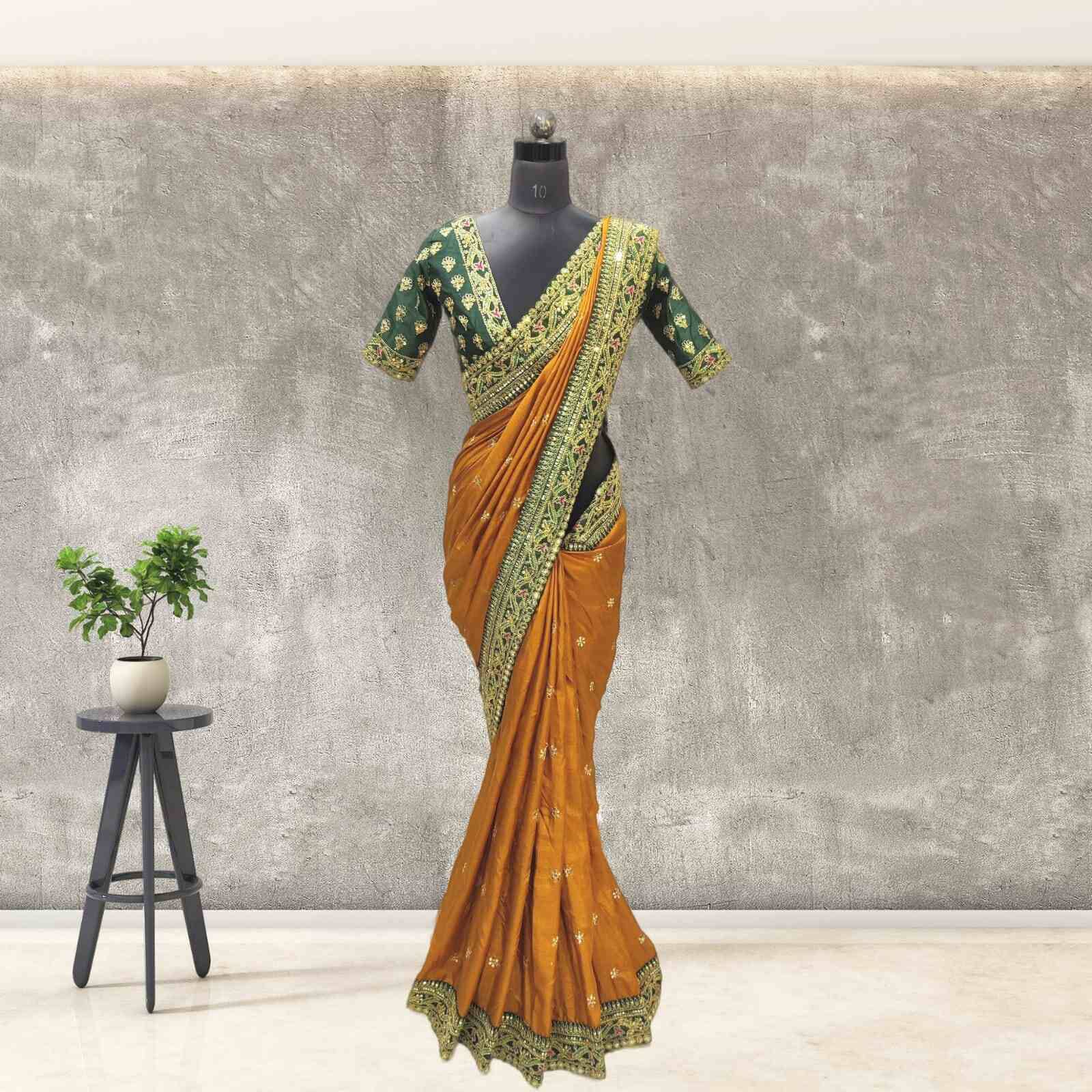     			Shree Shyam Fashion Art Silk Embroidered Bhagalpuri Saree With Unstitched Blouse Piece ( Yellow )