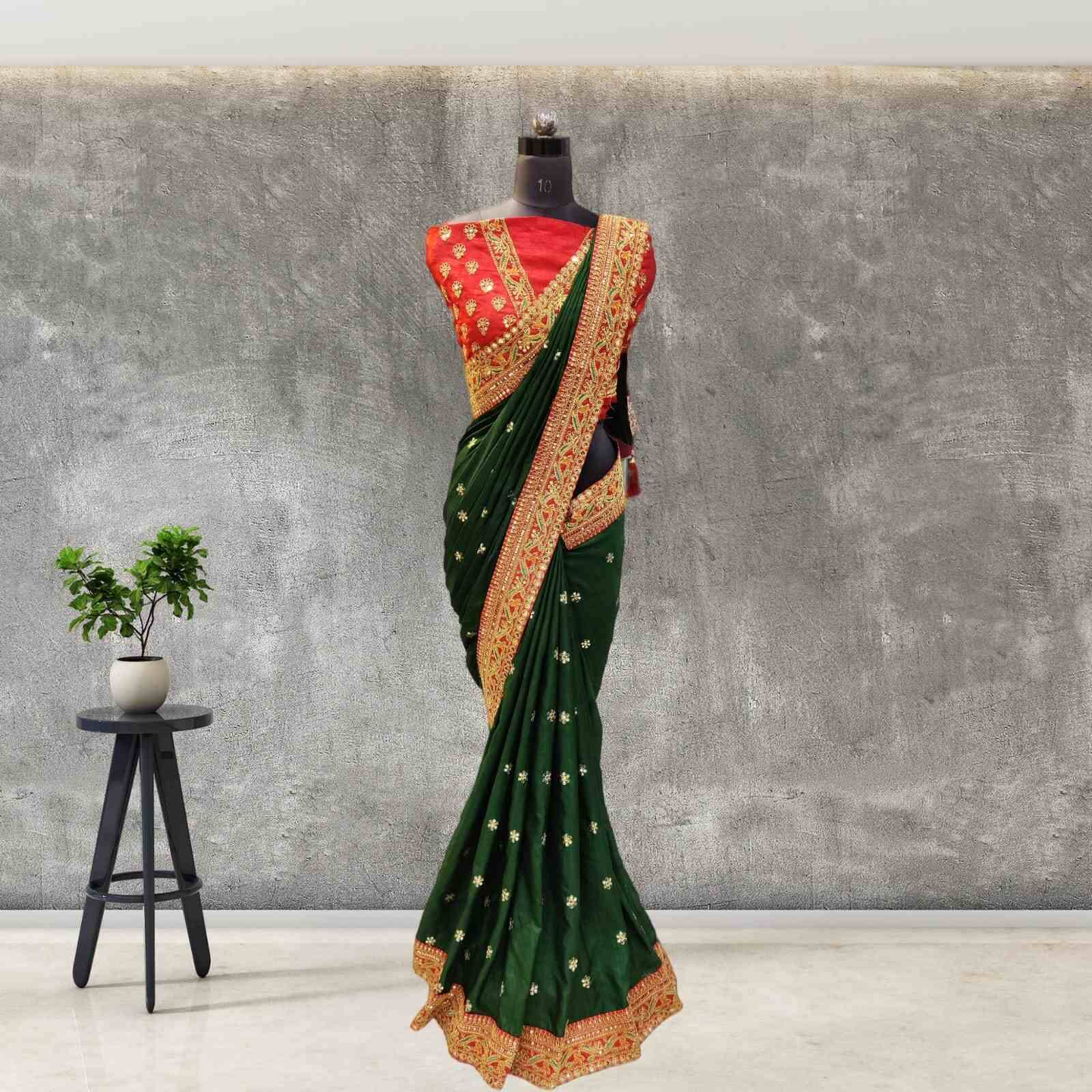     			Shree Shyam Fashion Art Silk Embroidered Bhagalpuri Saree With Unstitched Blouse Piece ( Light Green )