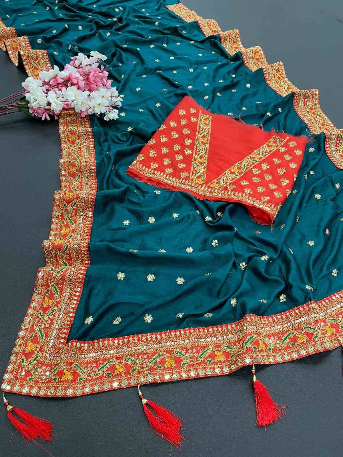 Shree Shyam Fashion Art Silk Embroidered Bhagalpuri Saree With Unstitched Blouse Piece ( Rama ) Shree Shyam Fashion Art Silk Embroidered Bhagalpuri Saree With Unstitched Blouse Piece ( Rama )