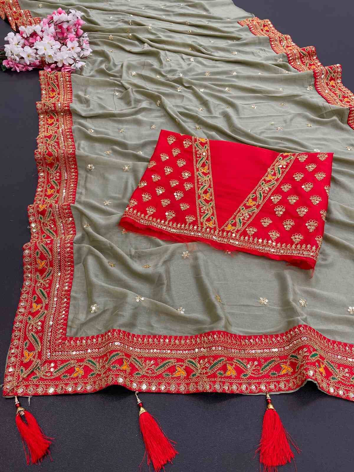     			Shree Shyam Fashion Art Silk Embroidered Bhagalpuri Saree With Unstitched Blouse Piece ( Grey )