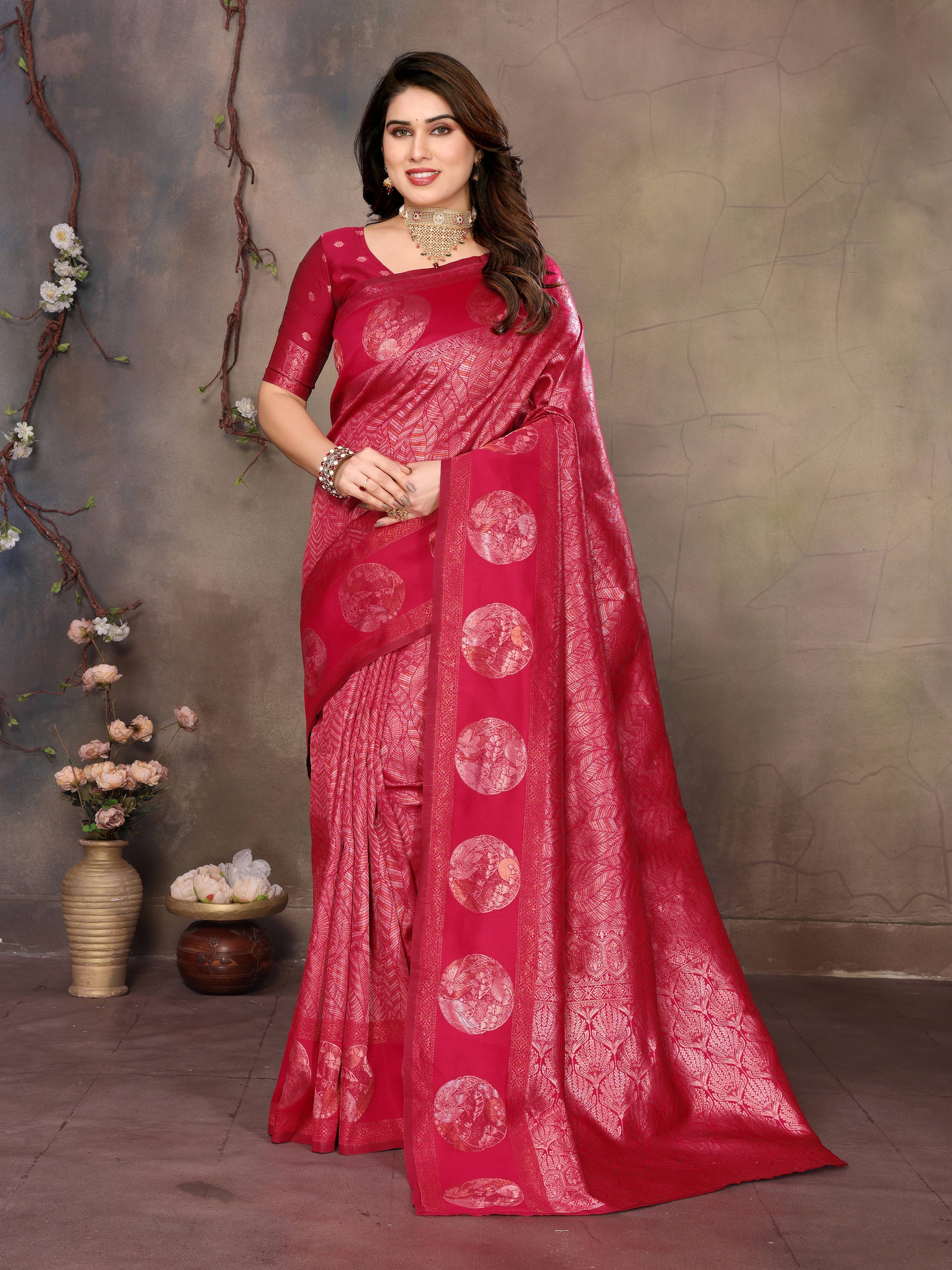 Sidhidata Jacquard Woven Design Banarasi saree With Unstitched Blouse Piece ( Pink ) Sidhidata Jacquard Woven Design Banarasi saree With Unstitched Blouse Piece ( Pink )