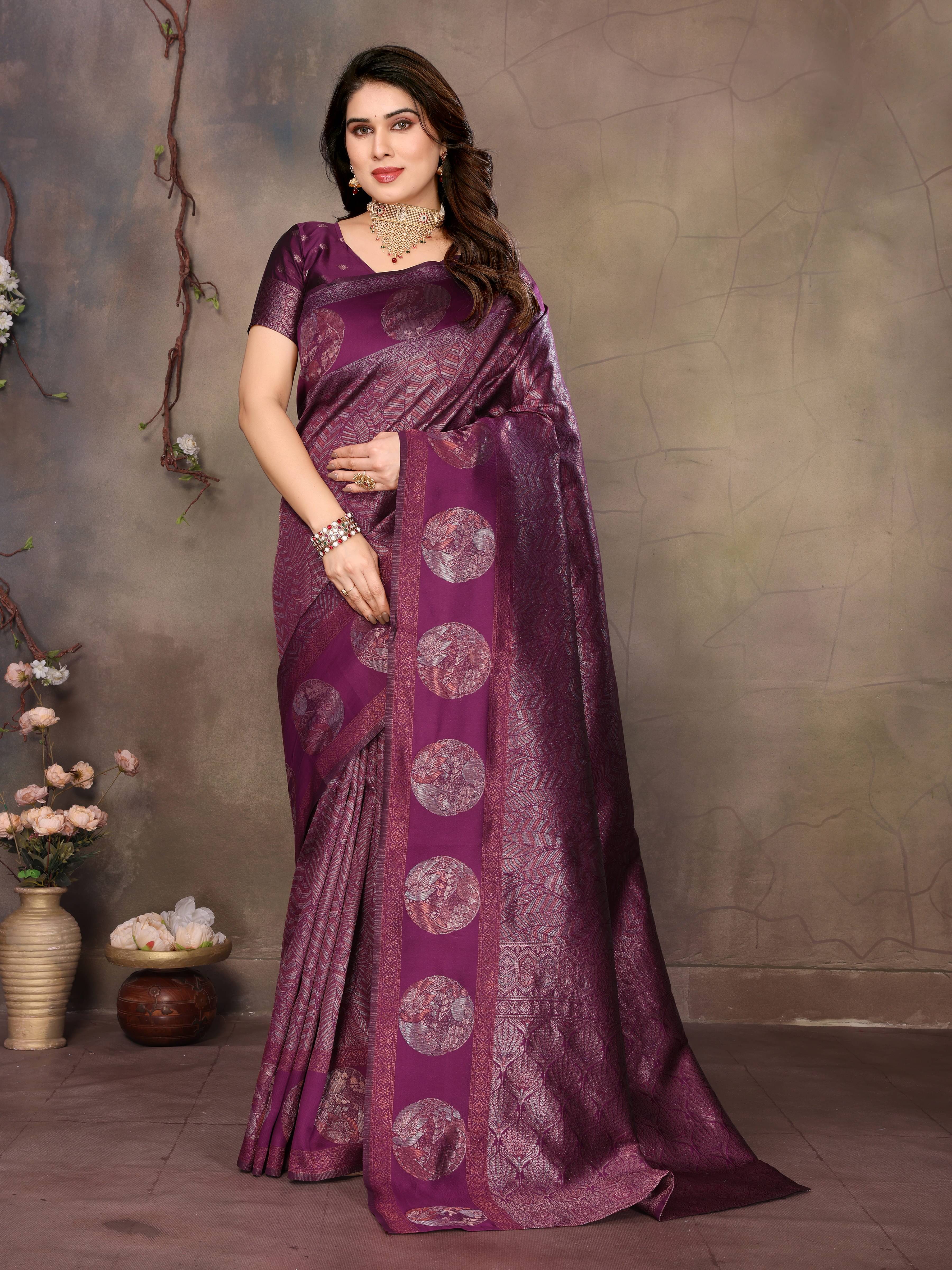     			Sidhidata Jacquard Woven Design Banarasi saree With Unstitched Blouse Piece ( Multicolor )