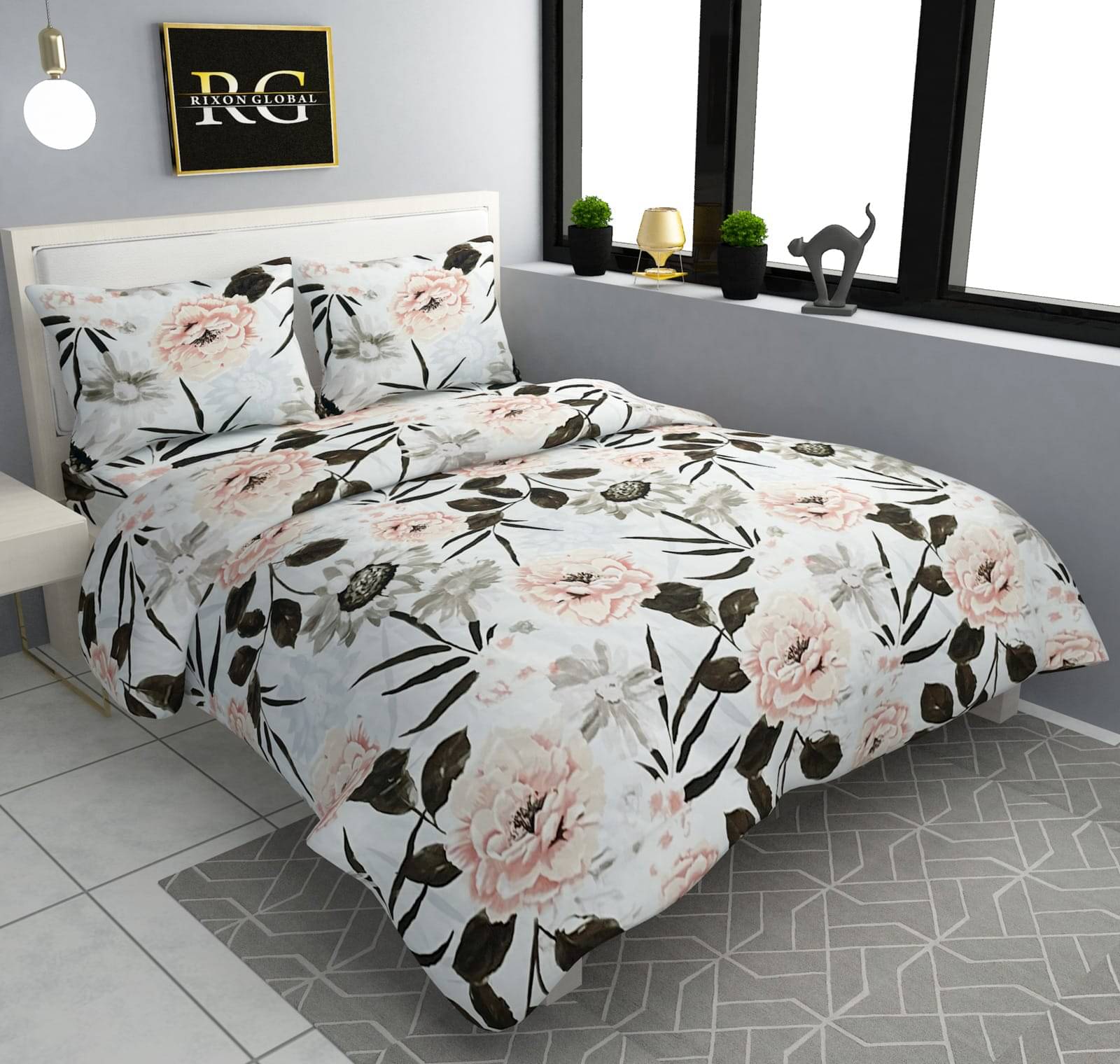     			Sky Tex Cotton 1 Double King Bedsheet with 2 Pillow Covers ( Beige )